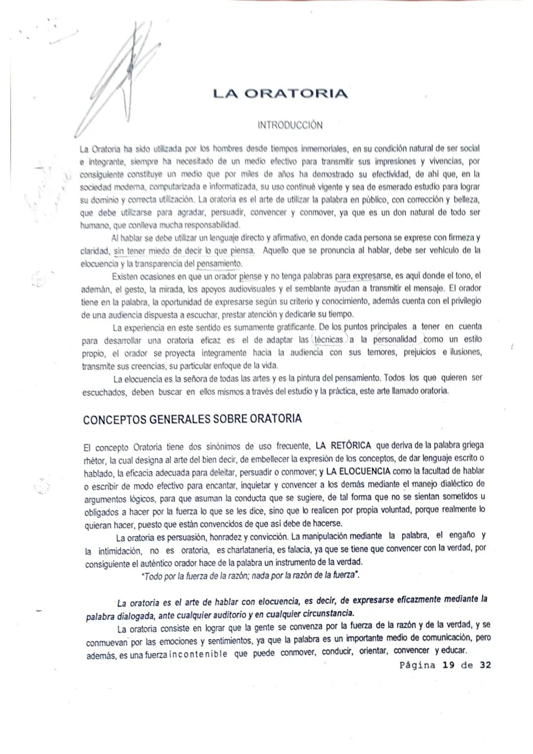 ## LA ORATORIA
### INTRODUCCIÓN
La Oratoria ha sido utilizada por los hombres desde tiempos inmemoriales, en su condición natural de ser s