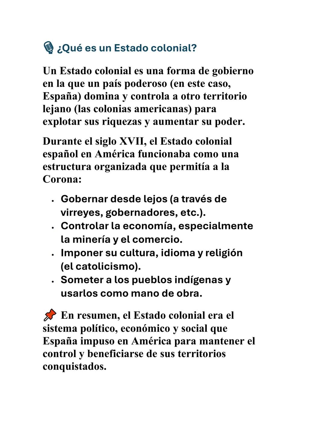 Estado colonial características