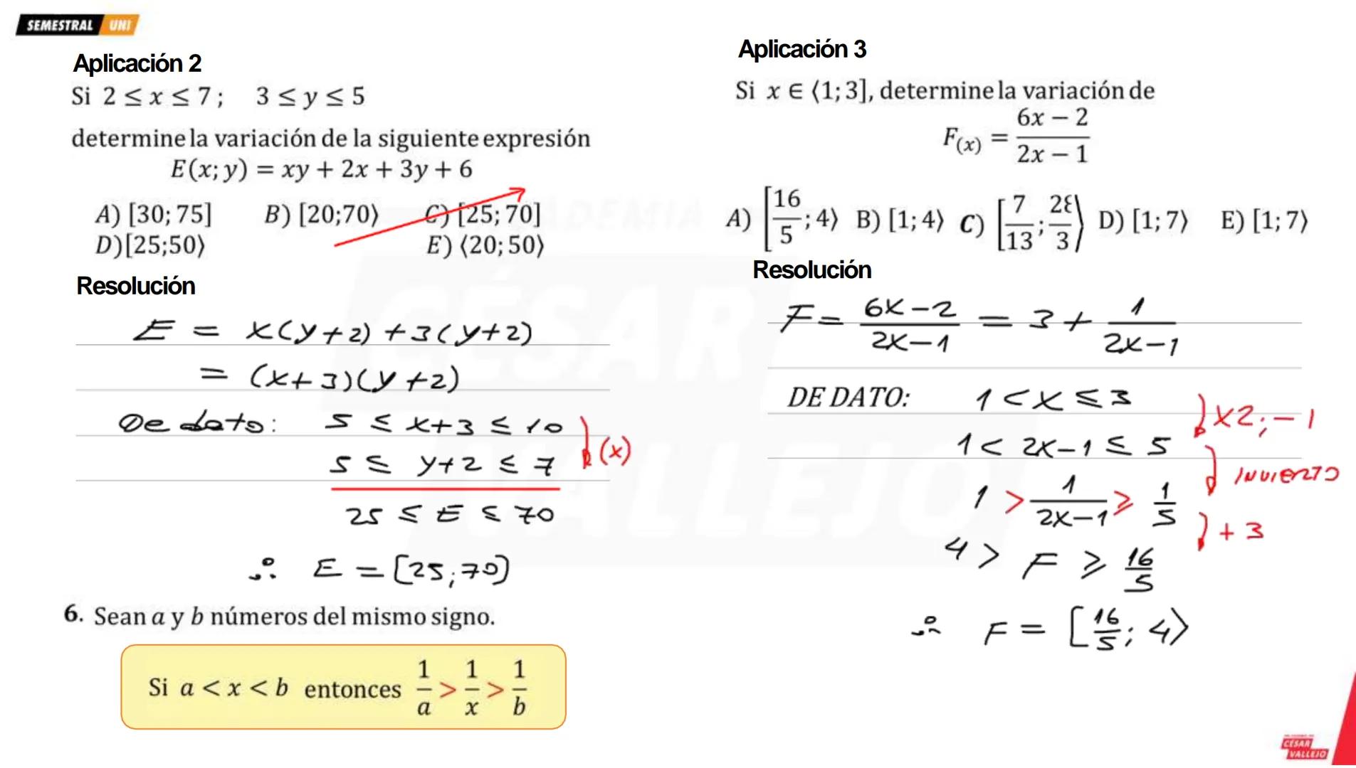 --- OCR Start ---
SEMESTRAL UNI
DESIGUALDADES
Es la comparación que se establece entre dos
números reales mediante los símbolos de la
relaci