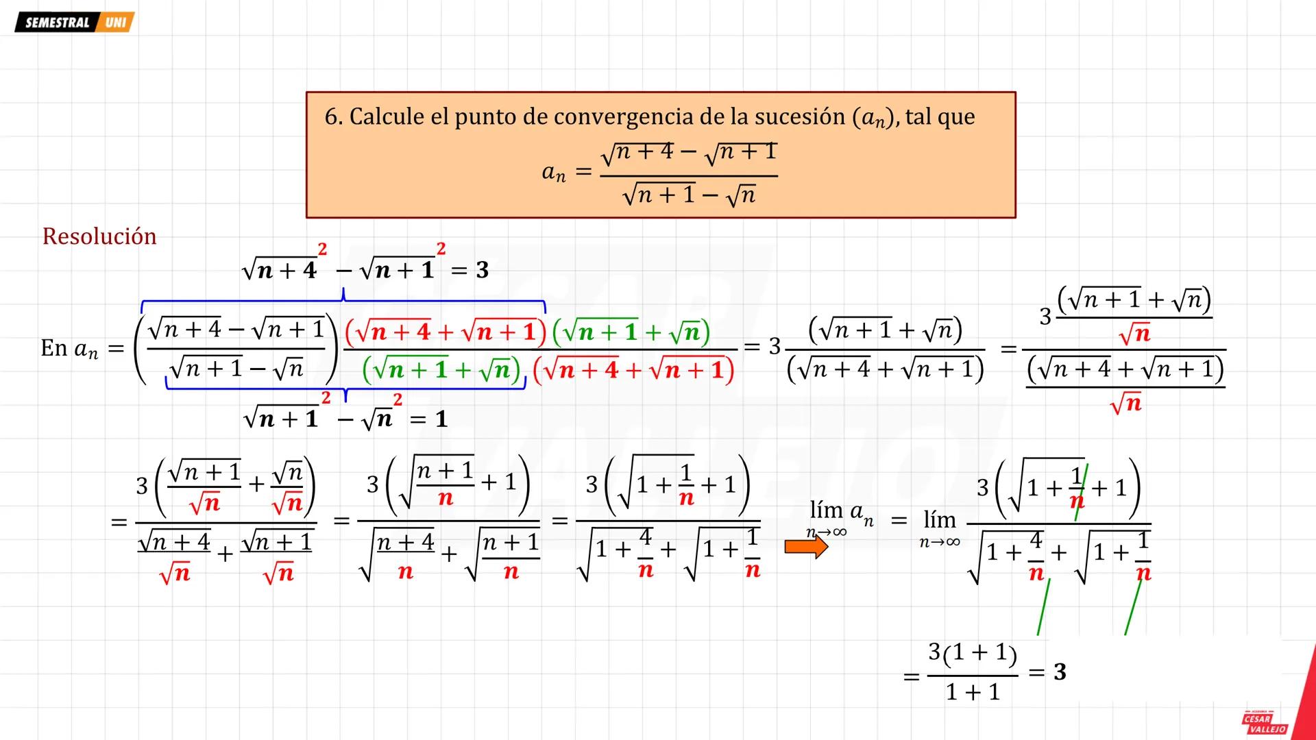SEMESTRAL UNI
SUCESIONES REALES
Una sucesión es una función cuyo dominio es el
conjunto de los números naturales y su rango es un
subconjunt
