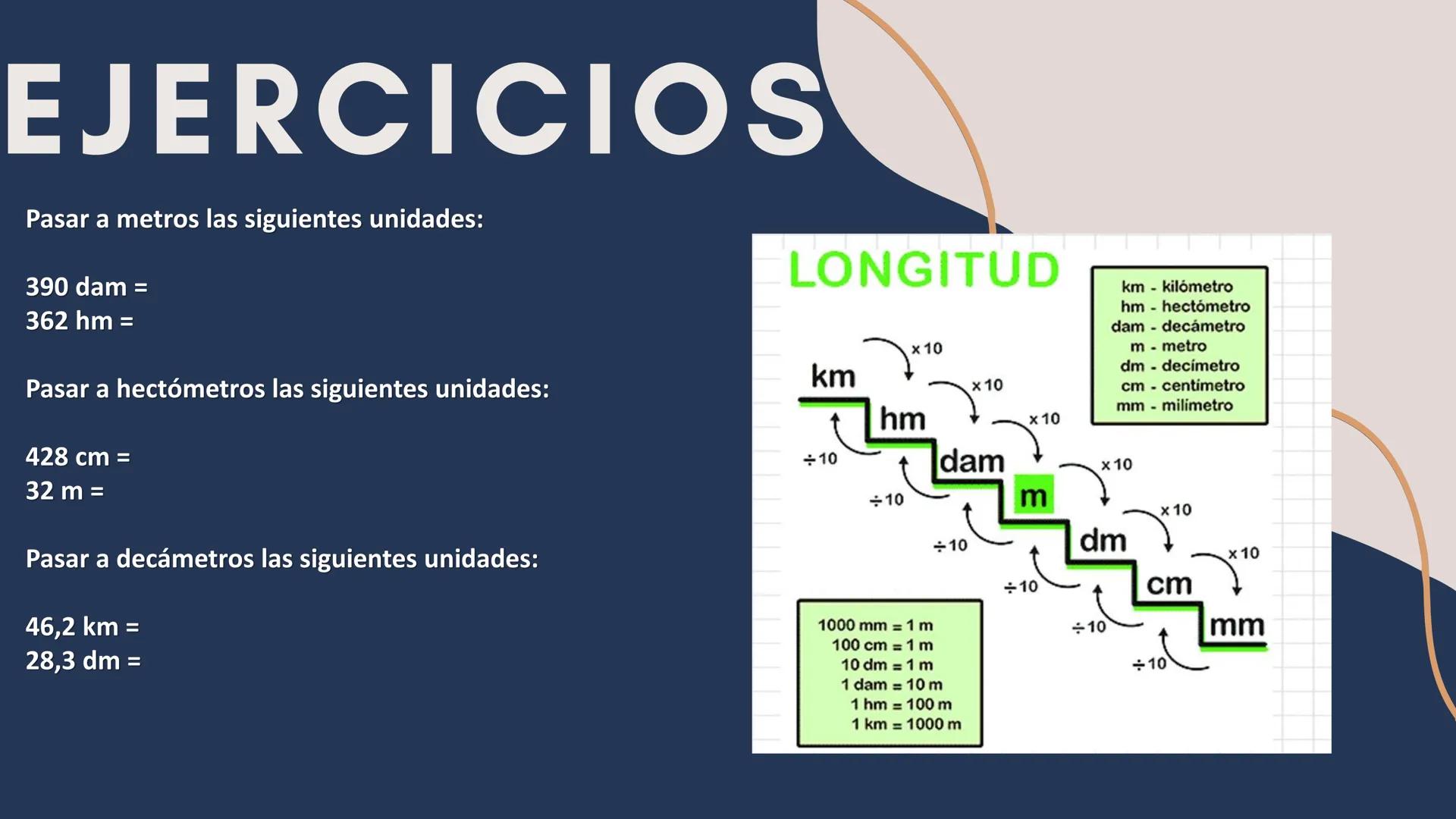 # MEDIDAS DE
# LONGITUD
NOMBRES Y APELLIDOS: Aaron Sanchez Baldeón ¿QUÉ SON LAS
MEDIDAS DE LONGITUD?
• Son unidades que se utilizan para
m