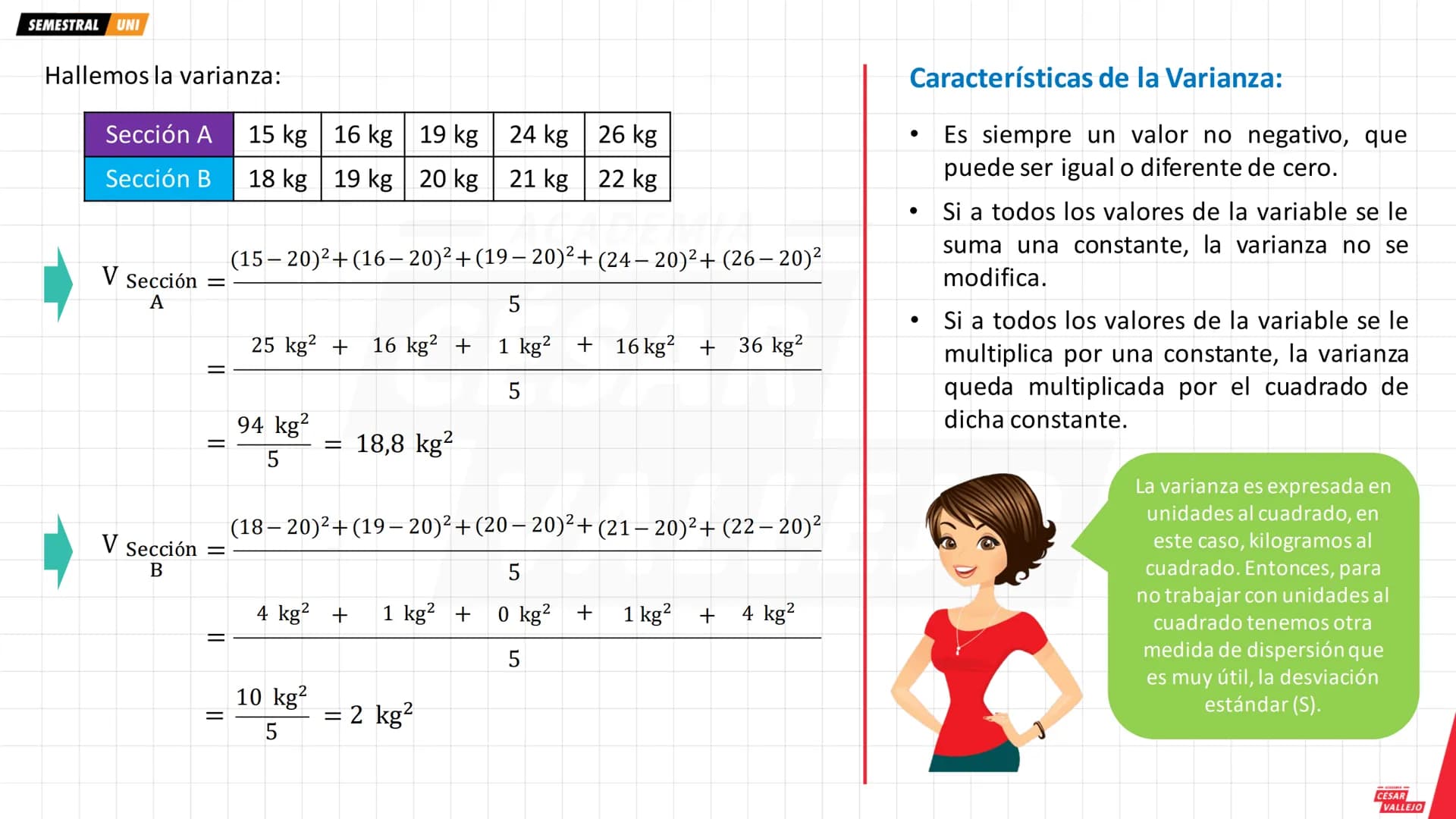 SEMESTRAL UNI
1. ESTADÍSTICA DESCRIPTIVA
Es una rama de la estadística que se encarga de
recopilar, organizar y analizar la información, con