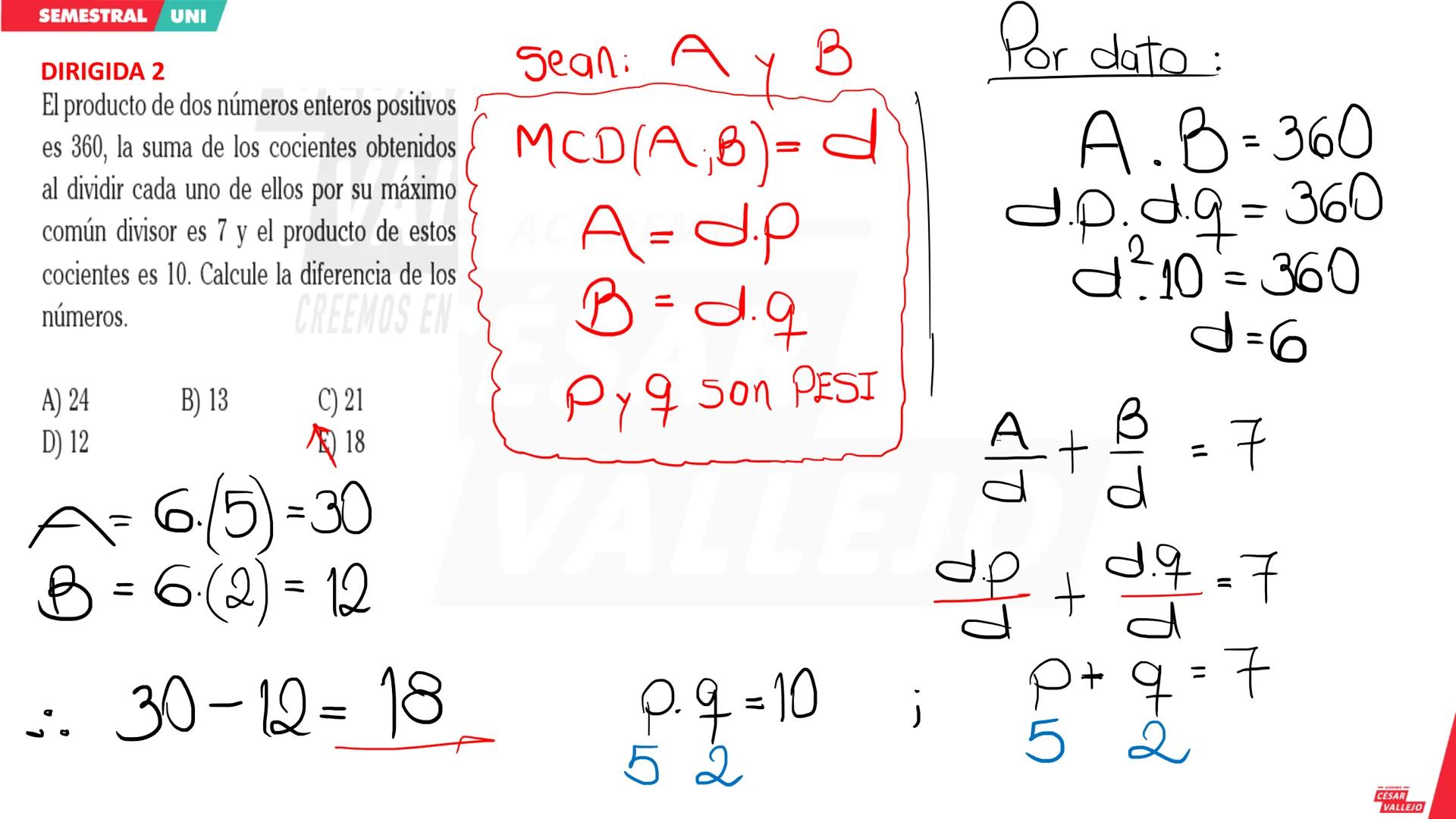 # 1. DEFINICIÓN DE MÁXIMO COMÚN DIVISOR (MCD)
Como su nombre indica, el MCD de un grupo de números, es el mayor divisor que dichos números