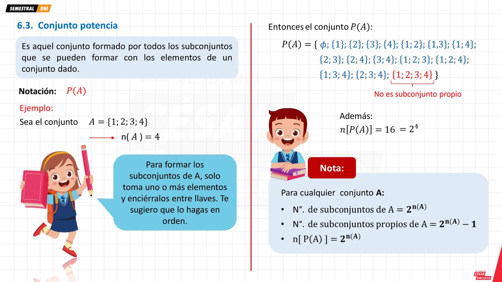 SEMESTRAL UNI
1. NOCIÓN DE CONJUNTO
Se entiende por conjunto a la reunión, colección o
agrupación de objetos reales o abstractos a los cuale