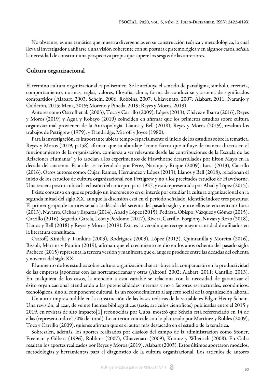 Artículos
La cultura organizacional y su gestión desde un enfoque
estratégico una revisión bibliográfica, análisis y valoraciones
Céspedes T