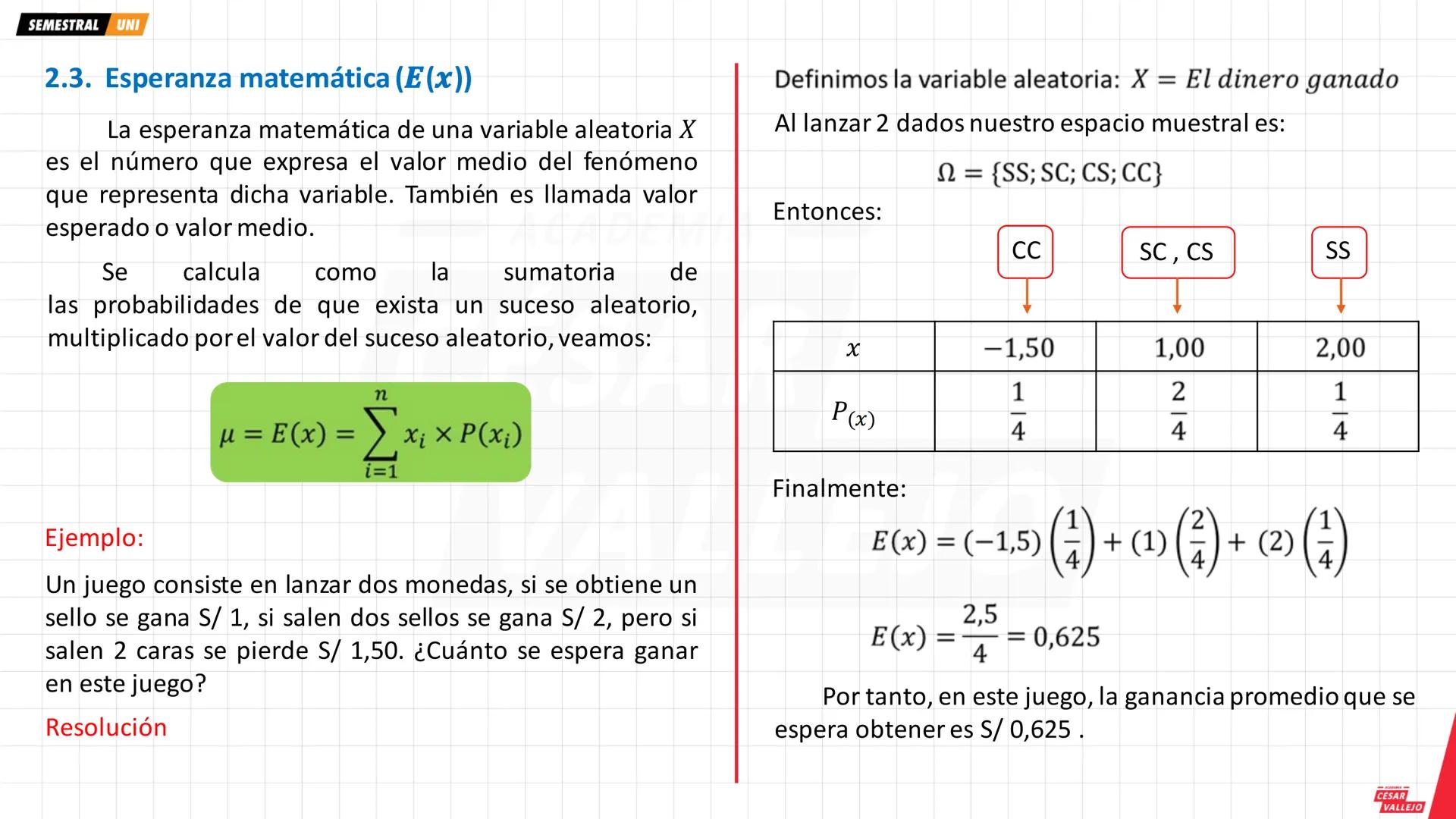 SEMESTRAL UNI
1. NOCIONES PREVIAS
Ten en cuenta...
En este tema la palabra experimento
se emplea para designar toda acción o
hecho que propo