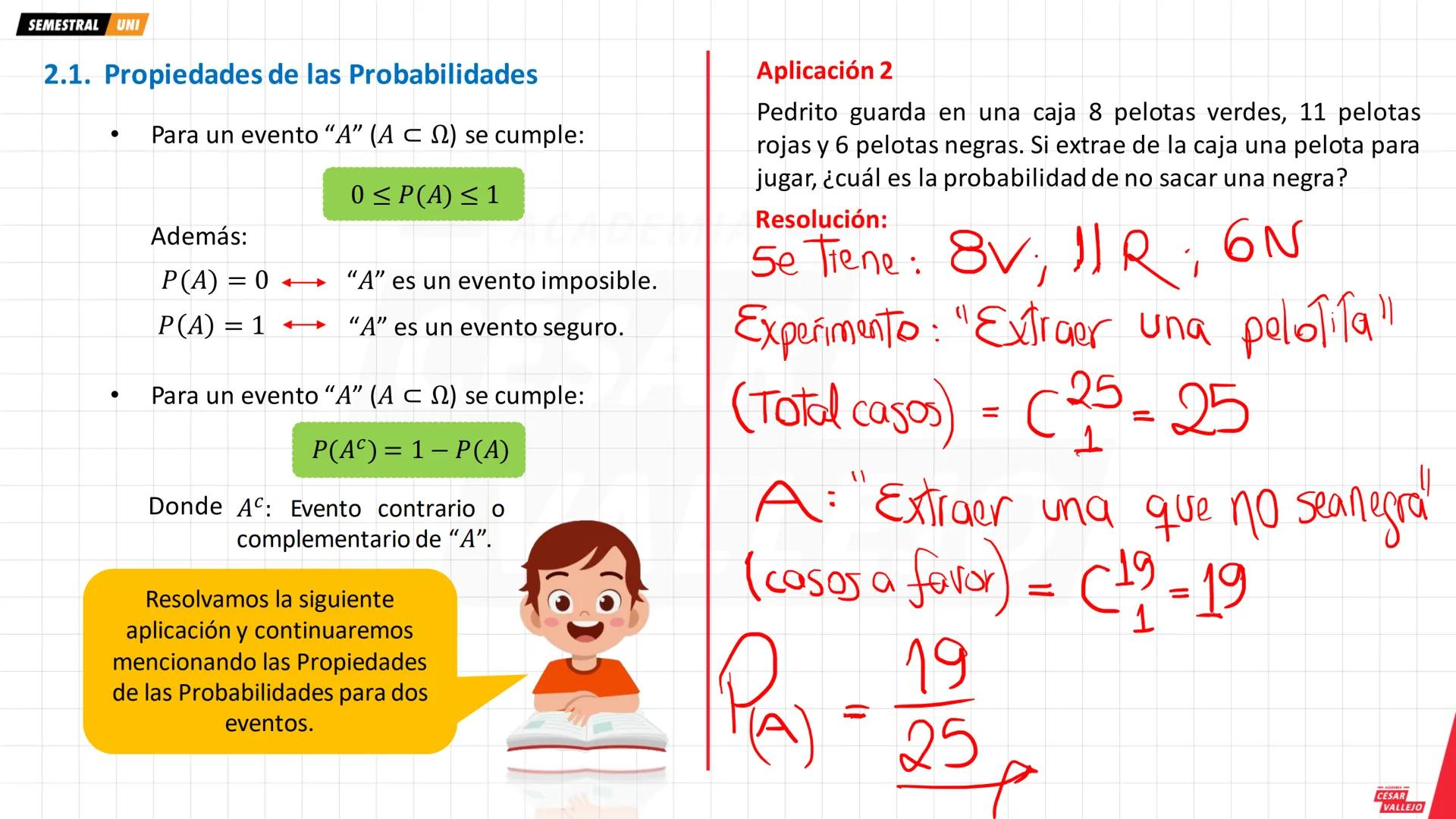 SEMESTRAL UNI
1. NOCIONES PREVIAS
Ten en cuenta...
En este tema la palabra experimento
se emplea para designar toda acción o
hecho que propo