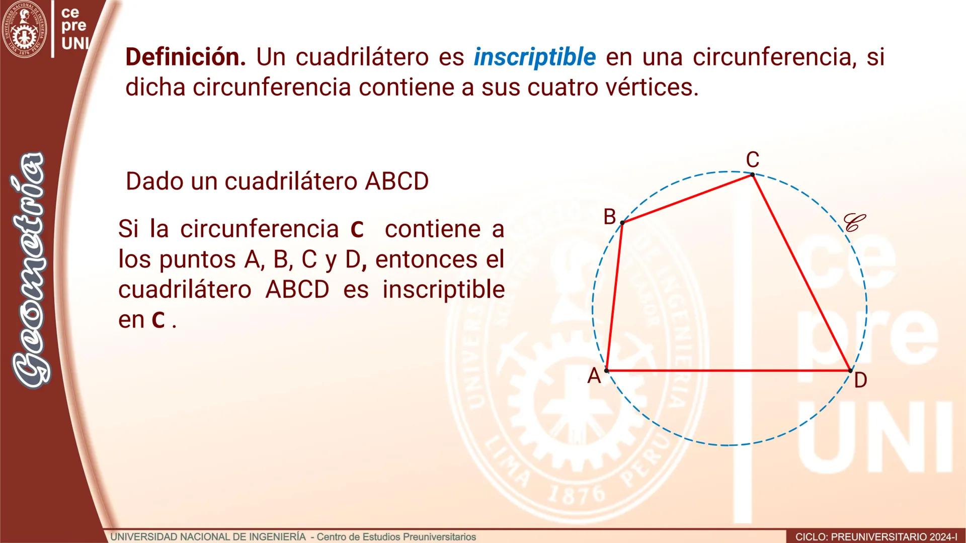 --- OCR Start ---
ERSID
UNIVERS
NACIONAL
ALDEIN
IMA 1876 PER
ce
pre
UNI
ÁNGULO CENTRAL
Definición.- Se denomina ángulo
central al ángulo cuy