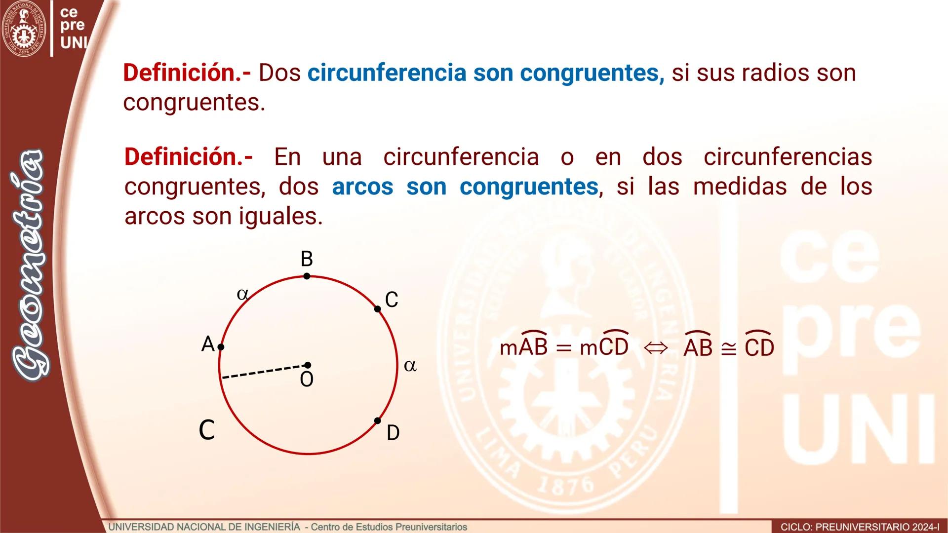 --- OCR Start ---
ERSID
UNIVERS
NACIONAL
ALDEIN
IMA 1876 PER
ce
pre
UNI
ÁNGULO CENTRAL
Definición.- Se denomina ángulo
central al ángulo cuy