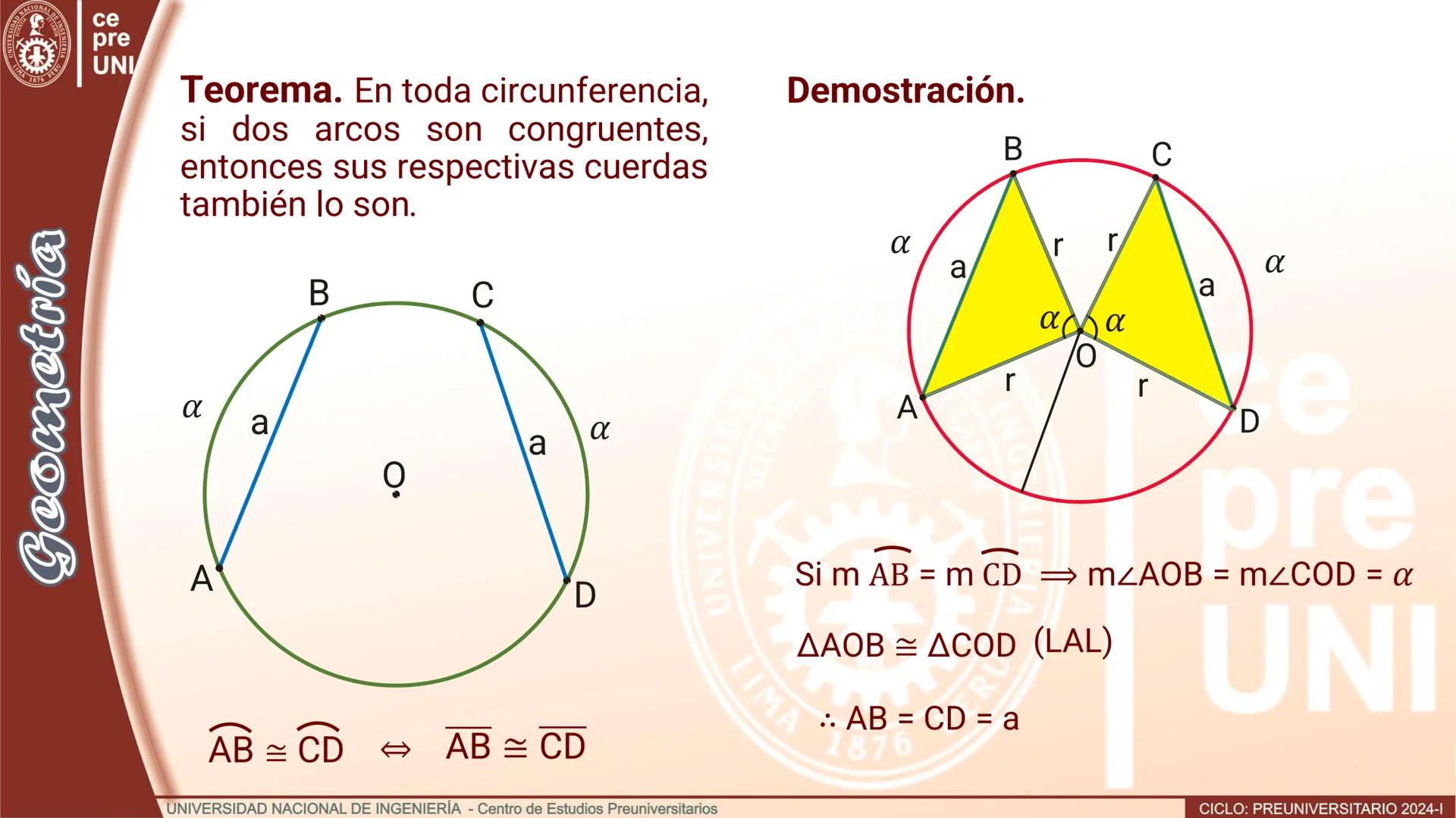 --- OCR Start ---
ERSID
UNIVERS
NACIONAL
ALDEIN
IMA 1876 PER
ce
pre
UNI
ÁNGULO CENTRAL
Definición.- Se denomina ángulo
central al ángulo cuy