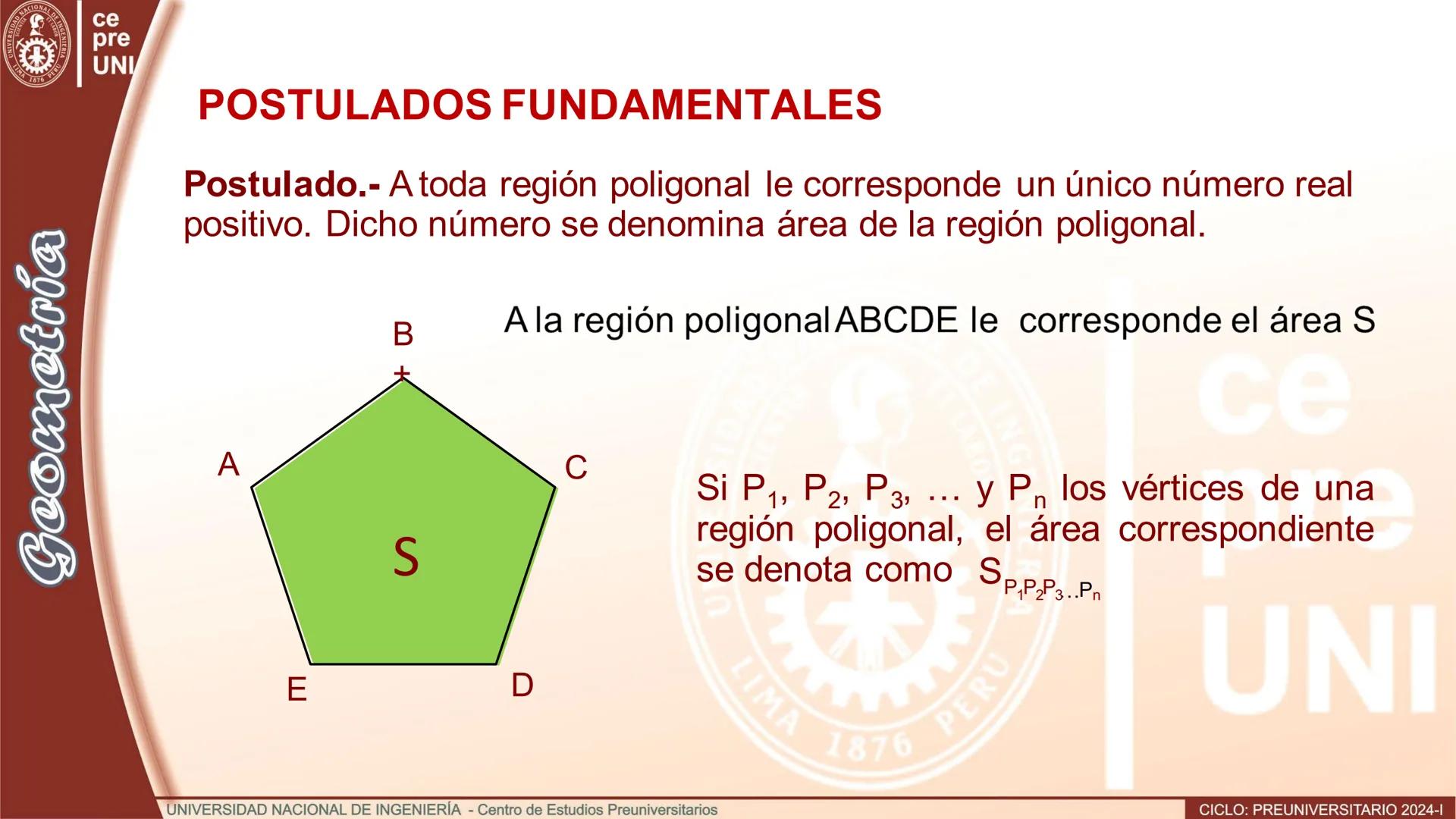 Geometría
REGIÓN POLIGONAL
Definición.- Se denomina región poligonal a la unión de un polígono y su
interior.
Región poligonal convexa
R