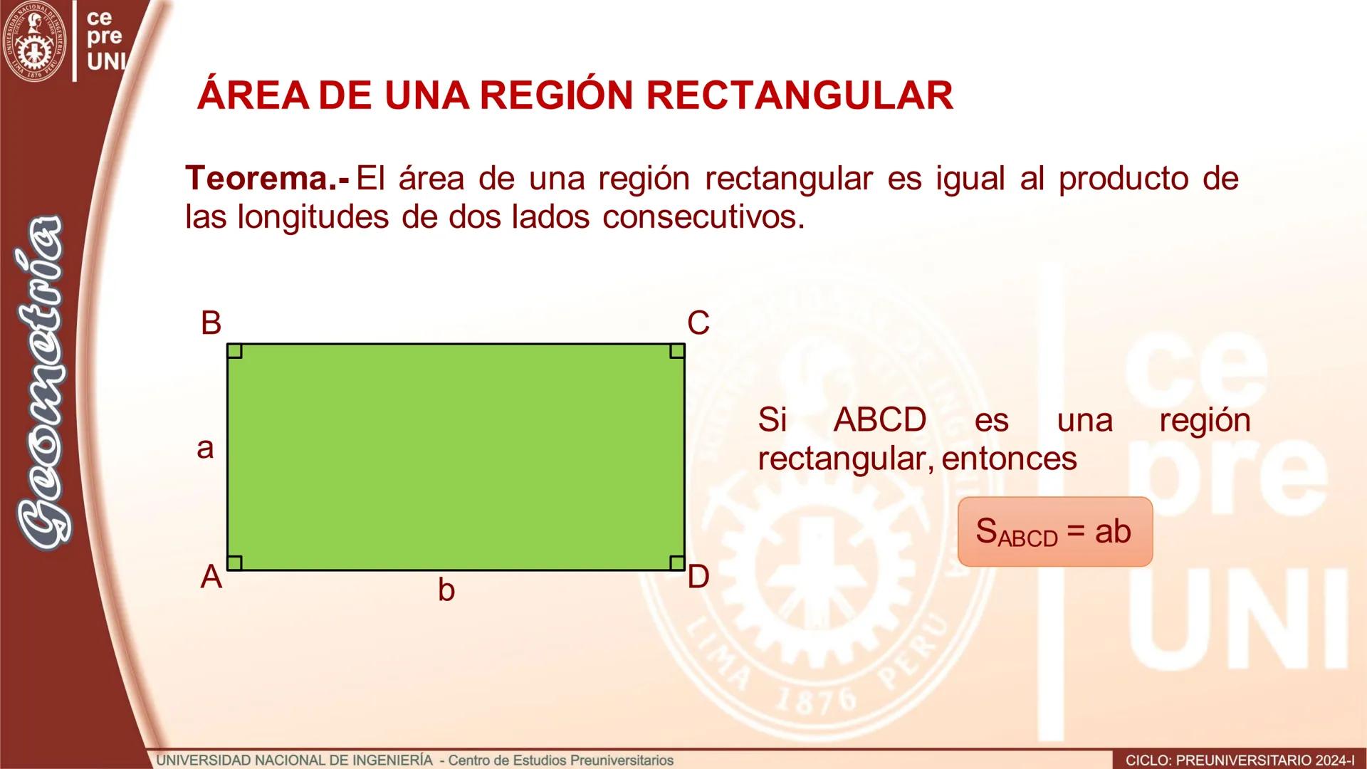 Geometría
REGIÓN POLIGONAL
Definición.- Se denomina región poligonal a la unión de un polígono y su
interior.
Región poligonal convexa
R
