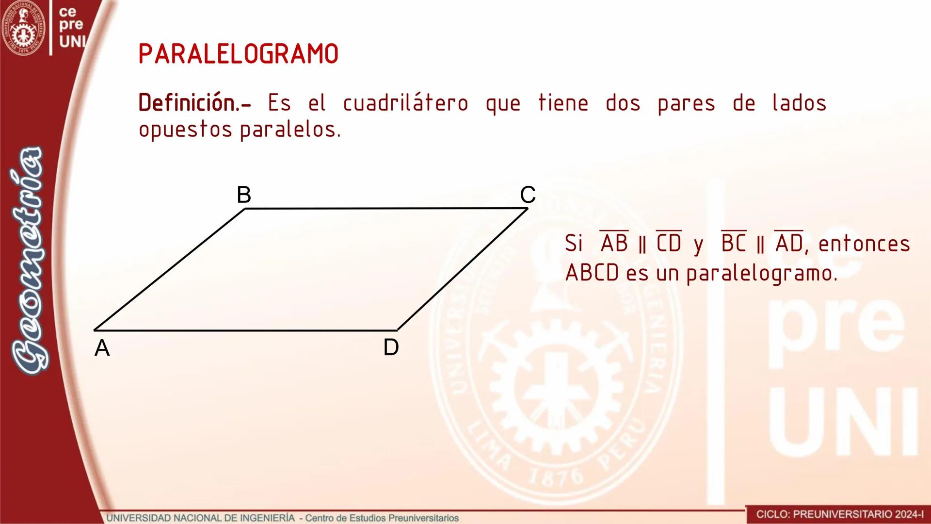 ## TRAPEZOIDE
Es el cuadrilátero convexo que no tiene lados paralelos.
```
A
B
C
D
```
Si los lados opuestos no son
paralelos, entonces