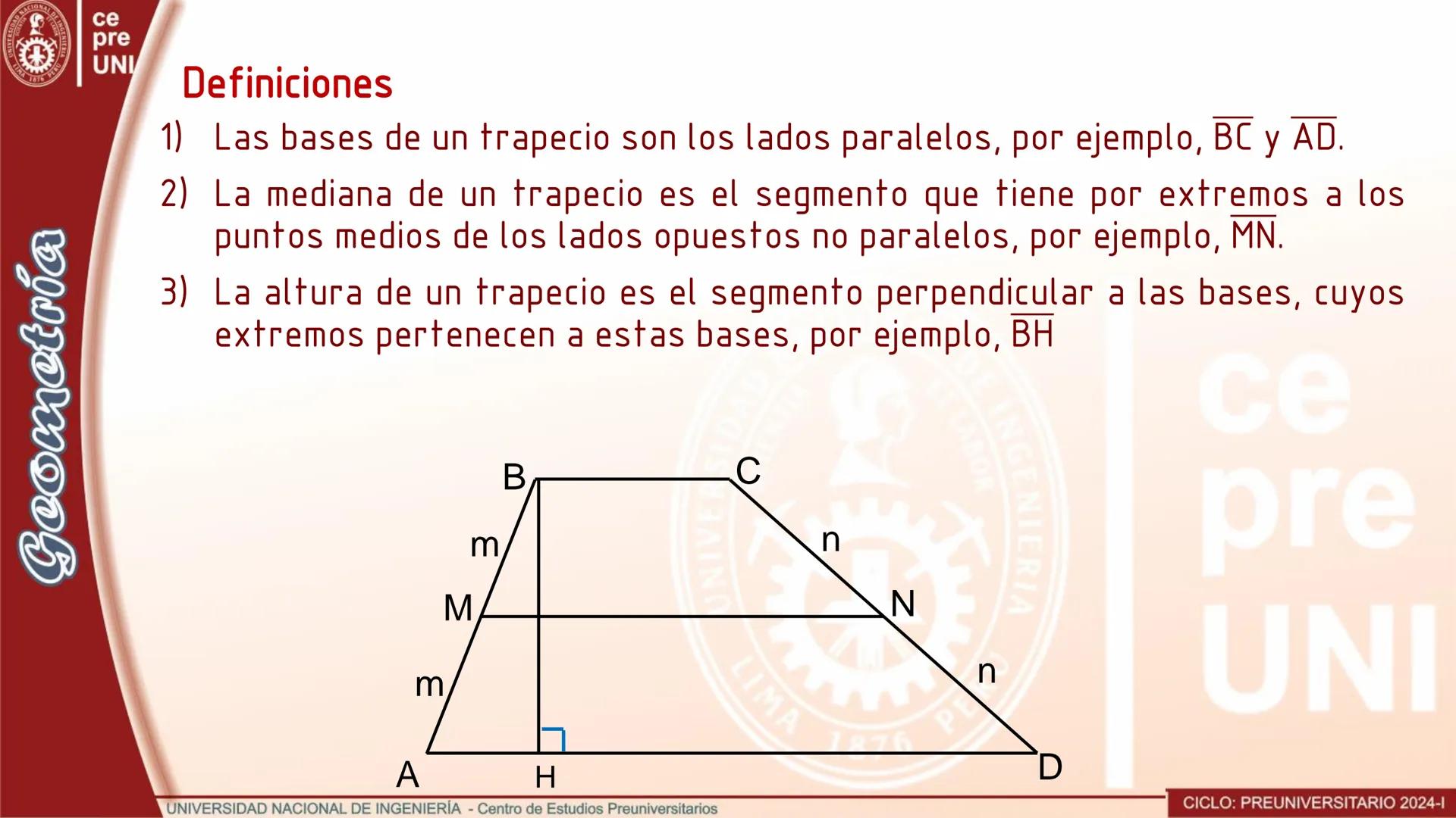 ## TRAPEZOIDE
Es el cuadrilátero convexo que no tiene lados paralelos.
```
A
B
C
D
```
Si los lados opuestos no son
paralelos, entonces