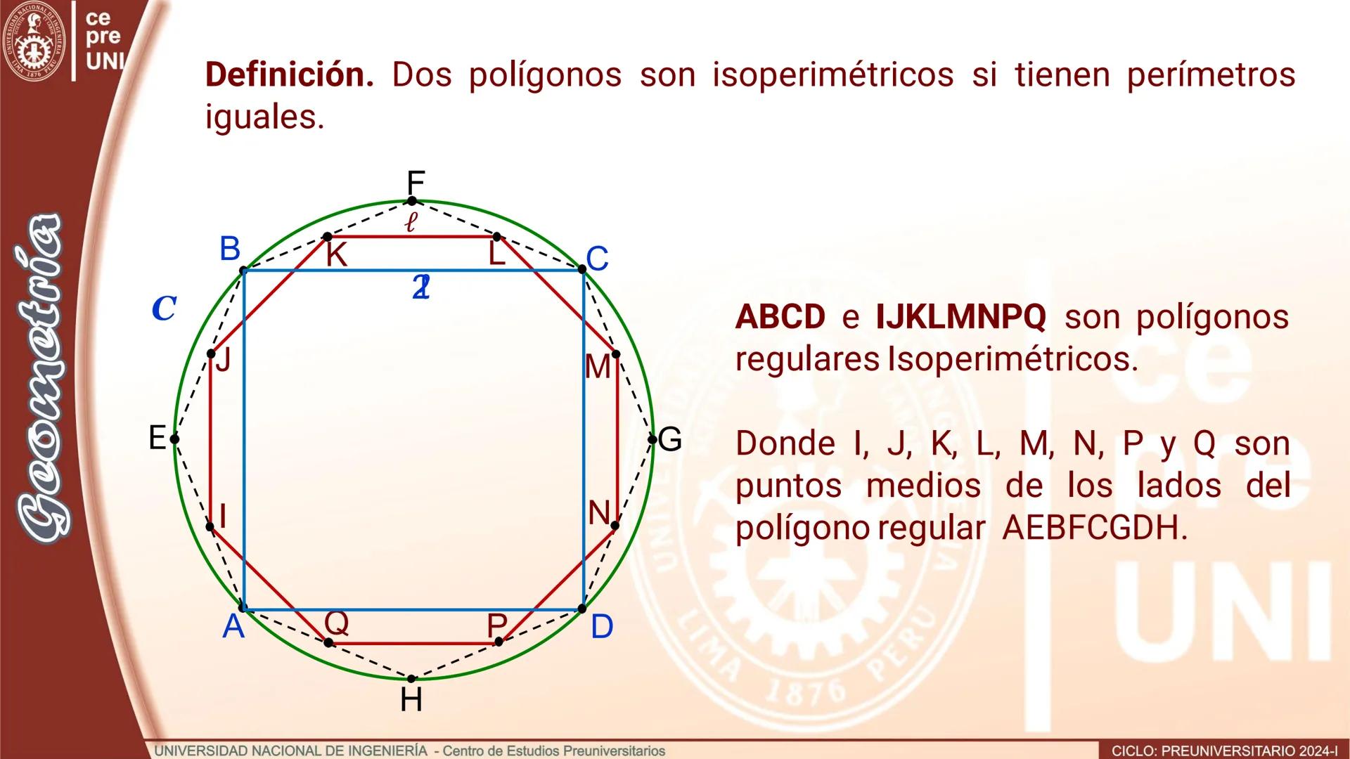 # POLÍGONO REGULAR
Definición. Es el polígono convexo, equilátero y equiángulo.
B
α
C
m
α
m
m
α
A
E
Pentágono regular ABCDE
B
n
C
n
Aβ