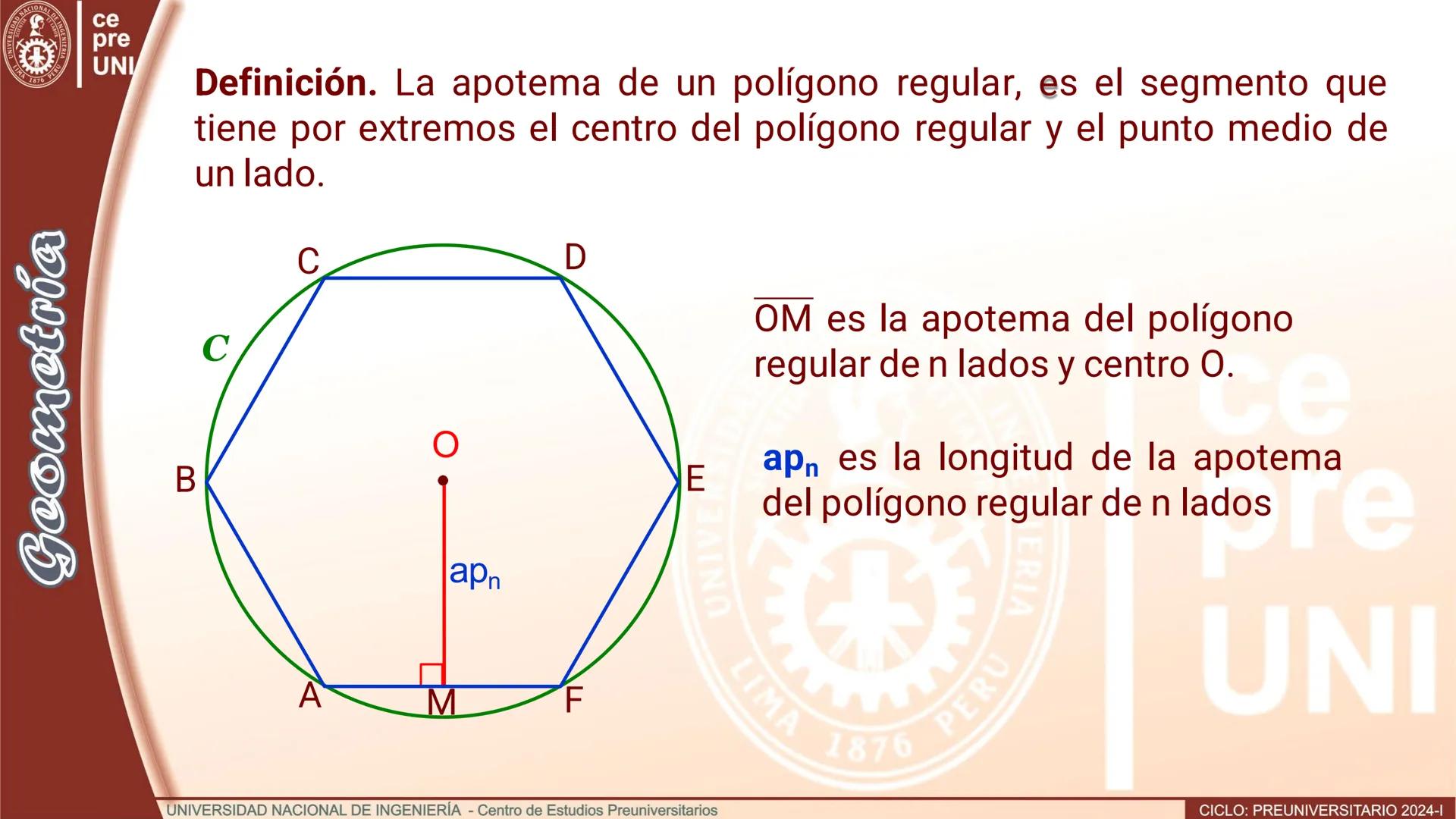 # POLÍGONO REGULAR
Definición. Es el polígono convexo, equilátero y equiángulo.
B
α
C
m
α
m
m
α
A
E
Pentágono regular ABCDE
B
n
C
n
Aβ