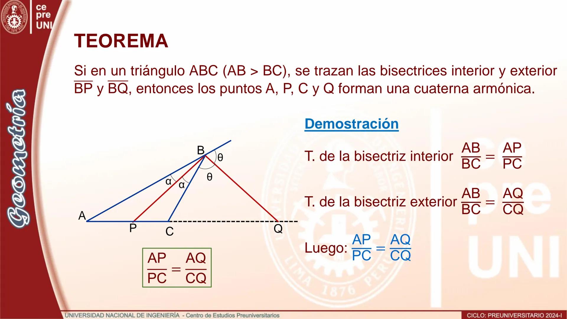 ## RECTAS EQUIPARALELAS
Las rectas paralelas $L_1$, $L_2$ y $L_3$ son equiparalelas, si intersecan
a otra recta L en los puntos A, B y C re
