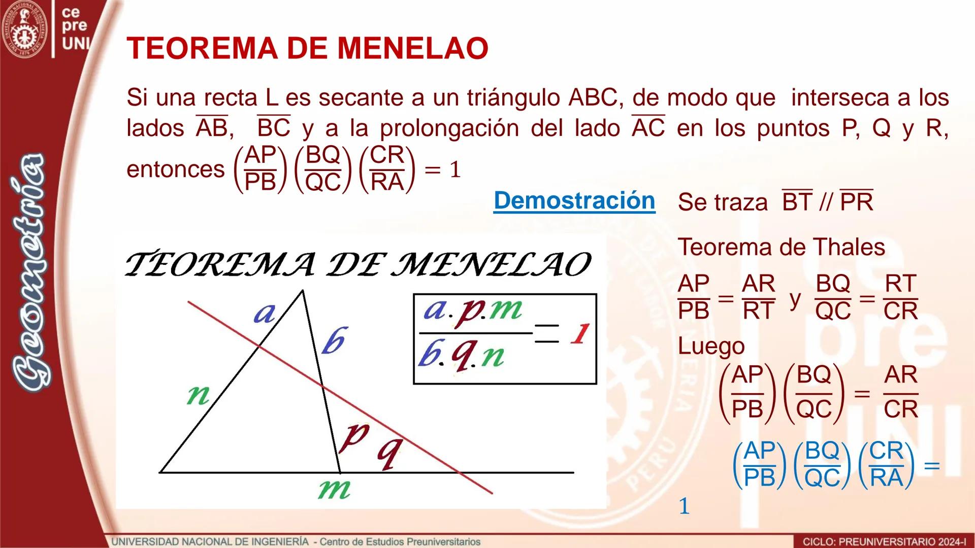 ## RECTAS EQUIPARALELAS
Las rectas paralelas $L_1$, $L_2$ y $L_3$ son equiparalelas, si intersecan
a otra recta L en los puntos A, B y C re