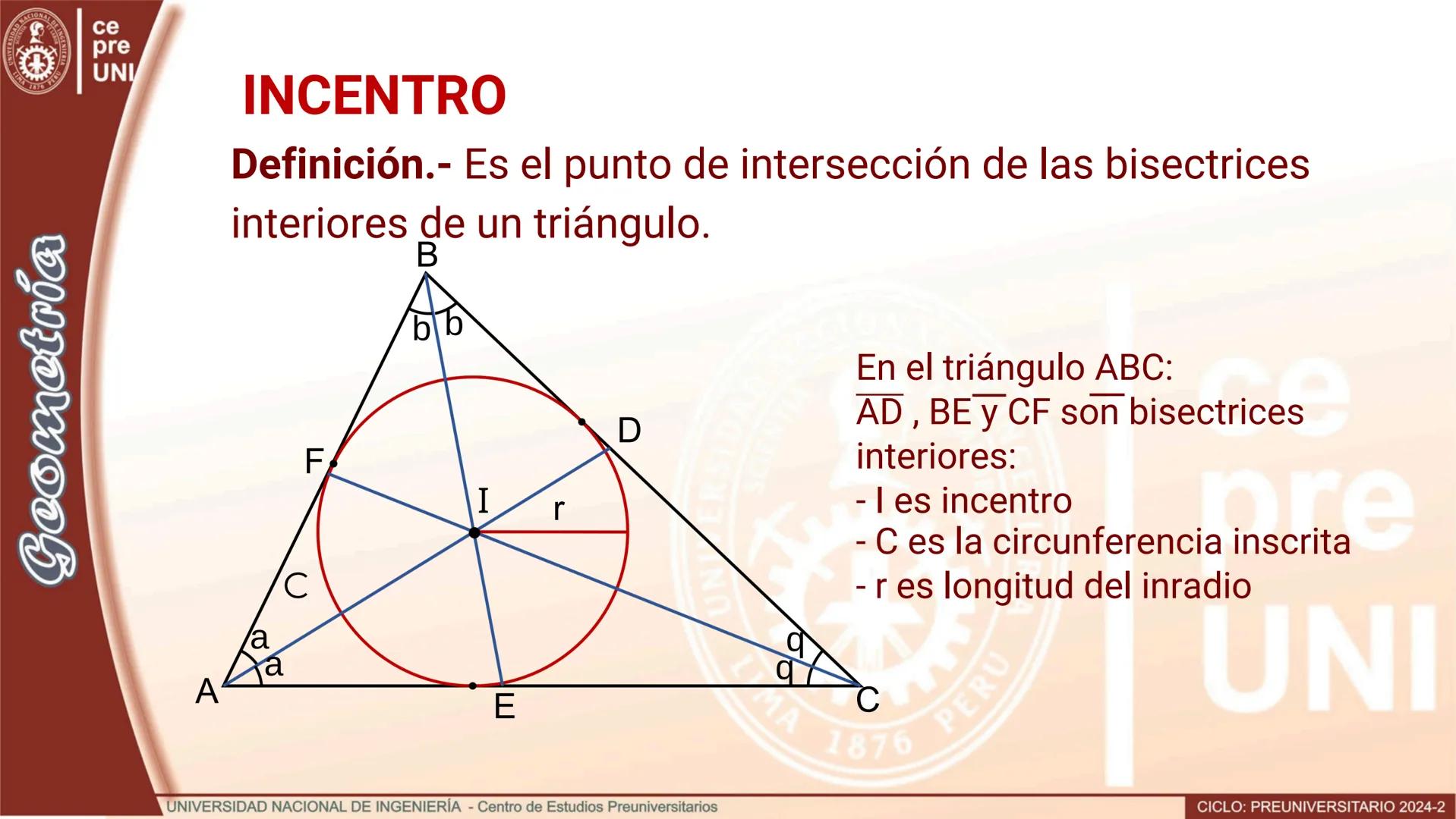 ## BARICENTRO
Definición.-Es el punto de intersección de las medianas de un
triángulo.
```
B
C
a
L
M
G
a
A
b
N
b
C
```
En el triángulo AB