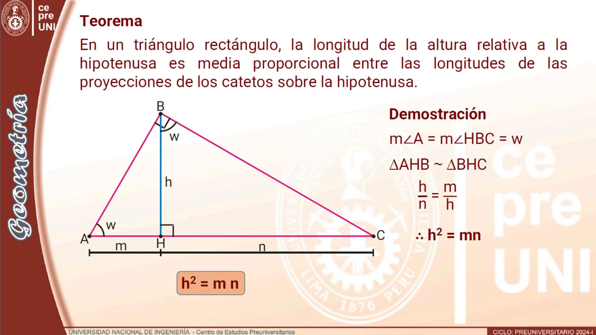 ## PROYECCIÓN ORTOGONAL
Definición.- La proyección ortogonal de un punto sobre una recta,
es el pie de la perpendicular trazada desde el pu