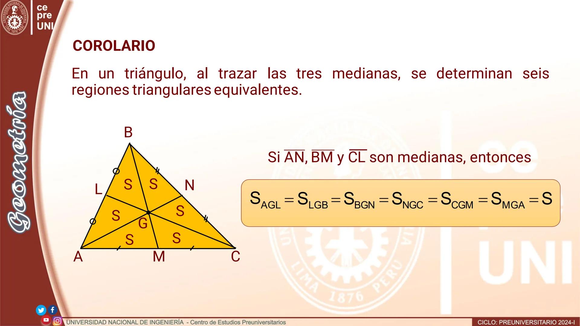 --- OCR Start ---
SIDAD NACIONAL DE IN
UNIVERS
IMA 1876 PER
ce
pre
UNI
Geometría
TEOREMA
Si dos triángulos tienen un par de alturas congruen
