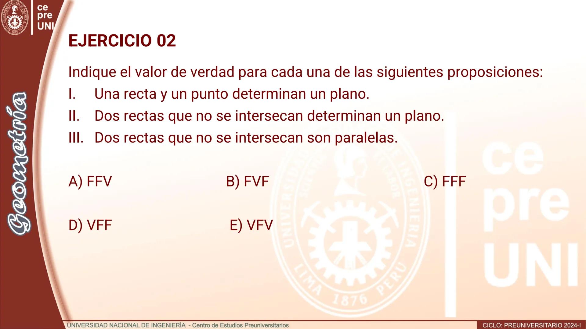 NACIONAL DE
UNIVERSIDAD
SCIENTIA ACION ET LABOR
LIMA
INGENIERIA
1876 PERU
ce
pre
UNI
TEORIA
Geometría
ELEMENTOS DE
GEOMETRÍA DEL ESPACIO
UNI