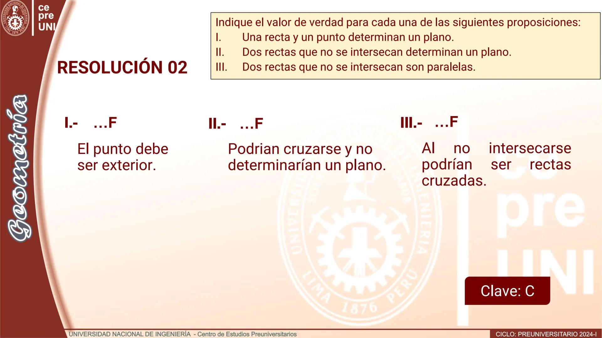 NACIONAL DE
UNIVERSIDAD
SCIENTIA ACION ET LABOR
LIMA
INGENIERIA
1876 PERU
ce
pre
UNI
TEORIA
Geometría
ELEMENTOS DE
GEOMETRÍA DEL ESPACIO
UNI
