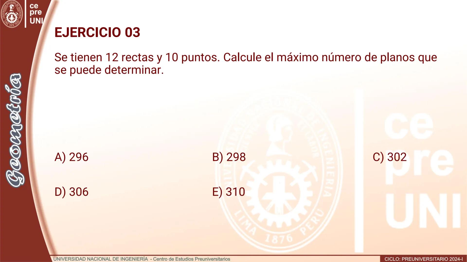 NACIONAL DE
UNIVERSIDAD
SCIENTIA ACION ET LABOR
LIMA
INGENIERIA
1876 PERU
ce
pre
UNI
TEORIA
Geometría
ELEMENTOS DE
GEOMETRÍA DEL ESPACIO
UNI