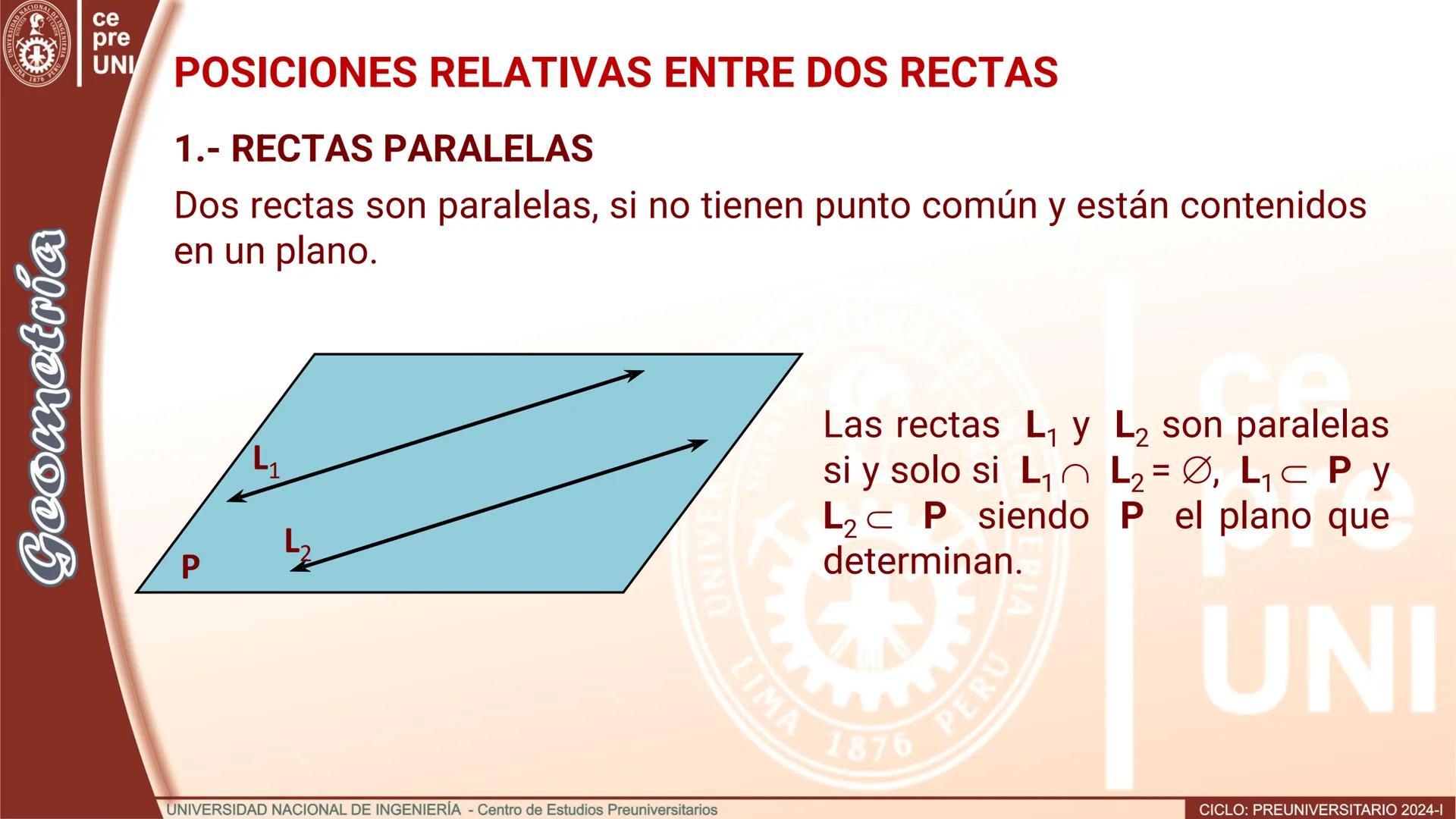 NACIONAL DE
UNIVERSIDAD
SCIENTIA ACION ET LABOR
LIMA
INGENIERIA
1876 PERU
ce
pre
UNI
TEORIA
Geometría
ELEMENTOS DE
GEOMETRÍA DEL ESPACIO
UNI