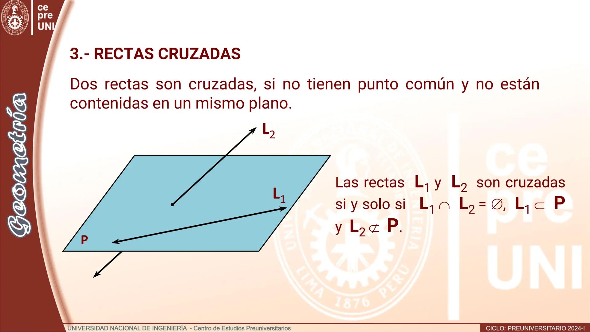NACIONAL DE
UNIVERSIDAD
SCIENTIA ACION ET LABOR
LIMA
INGENIERIA
1876 PERU
ce
pre
UNI
TEORIA
Geometría
ELEMENTOS DE
GEOMETRÍA DEL ESPACIO
UNI