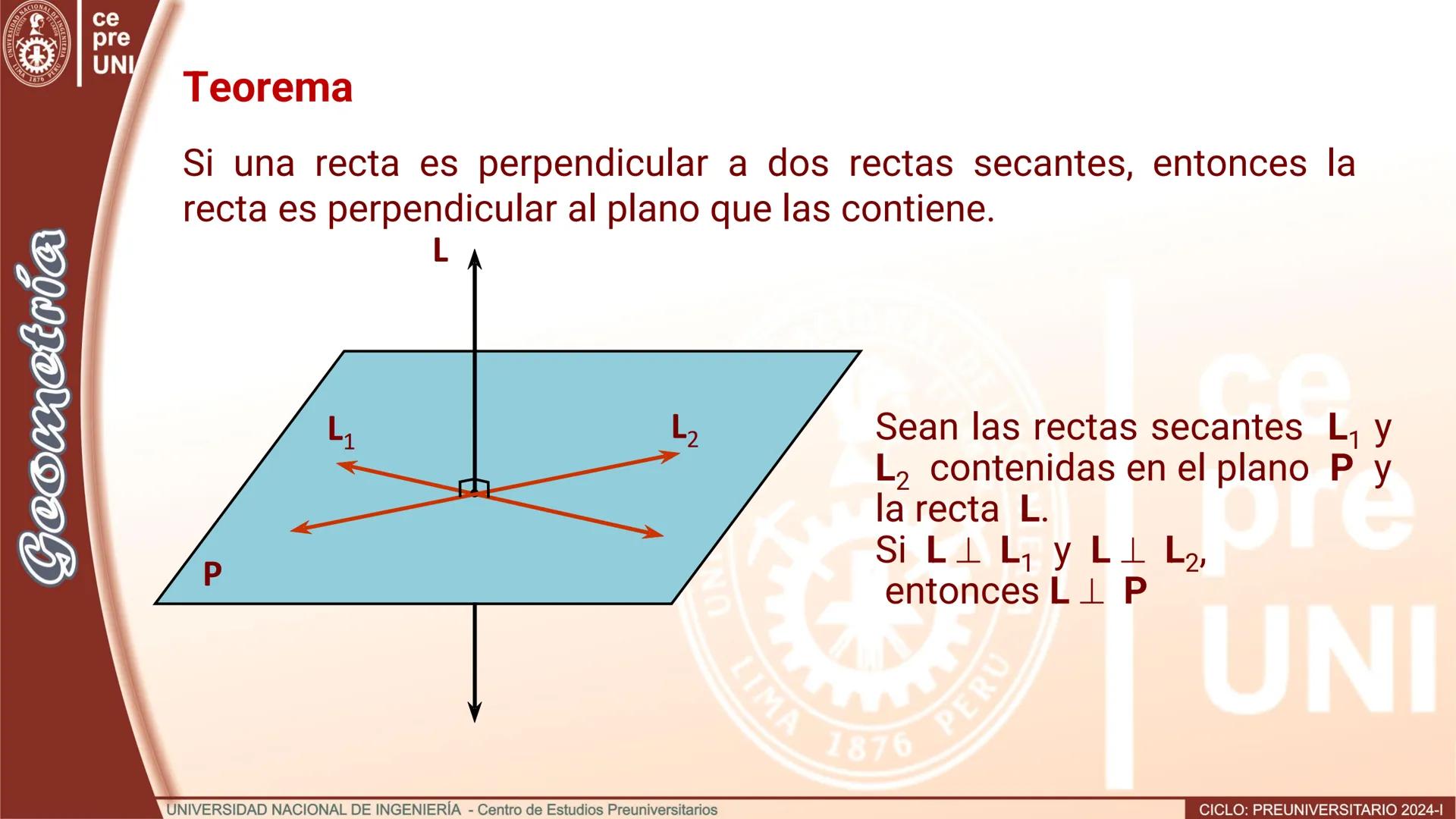 NACIONAL DE
UNIVERSIDAD
SCIENTIA ACION ET LABOR
LIMA
INGENIERIA
1876 PERU
ce
pre
UNI
TEORIA
Geometría
ELEMENTOS DE
GEOMETRÍA DEL ESPACIO
UNI