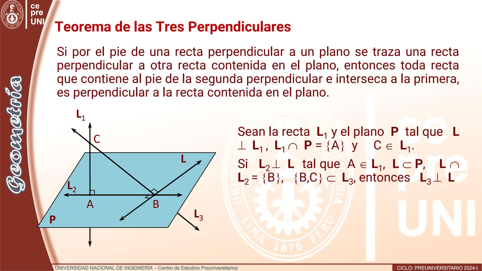 NACIONAL DE
UNIVERSIDAD
SCIENTIA ACION ET LABOR
LIMA
INGENIERIA
1876 PERU
ce
pre
UNI
TEORIA
Geometría
ELEMENTOS DE
GEOMETRÍA DEL ESPACIO
UNI