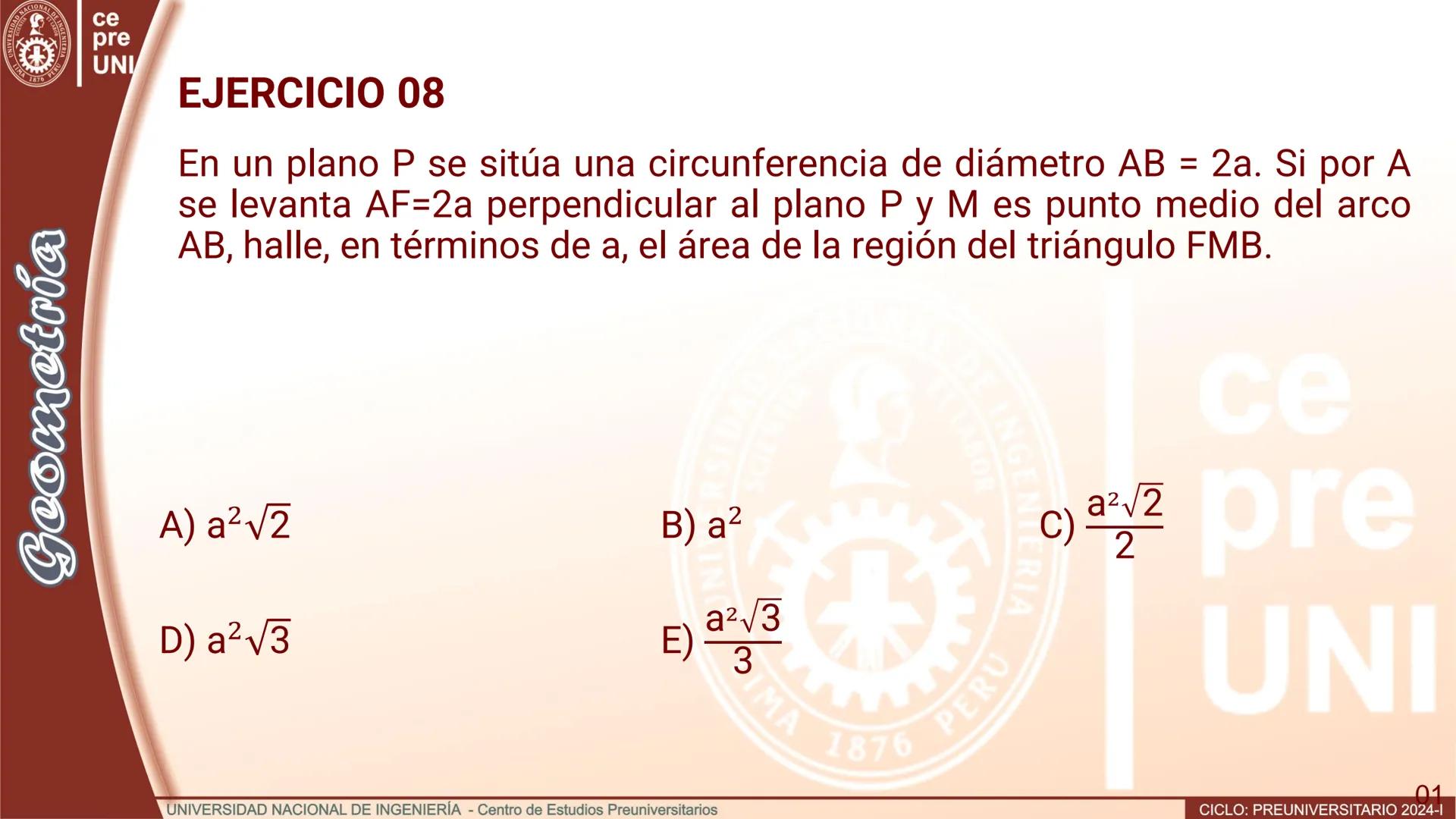NACIONAL DE
UNIVERSIDAD
SCIENTIA ACION ET LABOR
LIMA
INGENIERIA
1876 PERU
ce
pre
UNI
TEORIA
Geometría
ELEMENTOS DE
GEOMETRÍA DEL ESPACIO
UNI