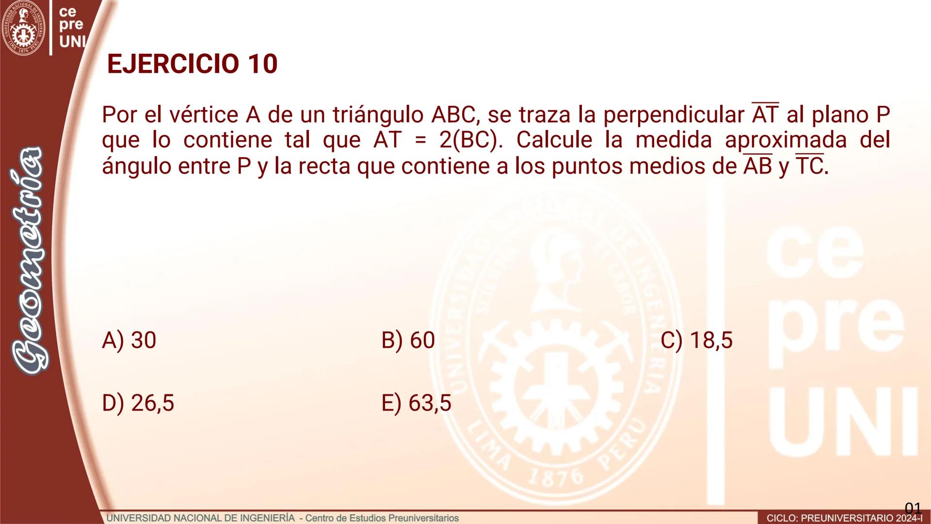 NACIONAL DE
UNIVERSIDAD
SCIENTIA ACION ET LABOR
LIMA
INGENIERIA
1876 PERU
ce
pre
UNI
TEORIA
Geometría
ELEMENTOS DE
GEOMETRÍA DEL ESPACIO
UNI