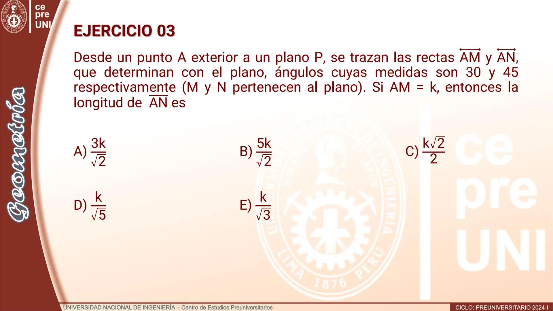 Geo
UNIVERSEORD
LIMA
TIA
ET LABOR
NACIONAL DE INGENIERIA
1876 PERU
ce
pre
UNI
TEORIA
Geometría
DISTANCIA ENTRE RECTAS
CRUZADAS
UNIVERSIDAD N