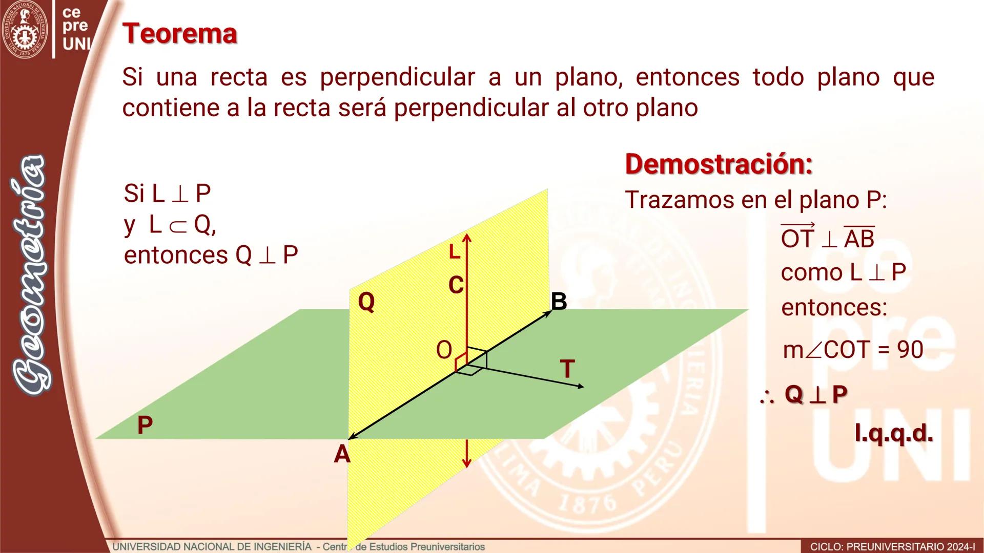 # TEORÍA
# Geometría
## ÁNGULO DIEDRO
CICLO
PREUNIVERSITARIO
2024-1
Semana
13b
UNIVERSIDAD NACIONAL DE INGENIERÍA - Centro