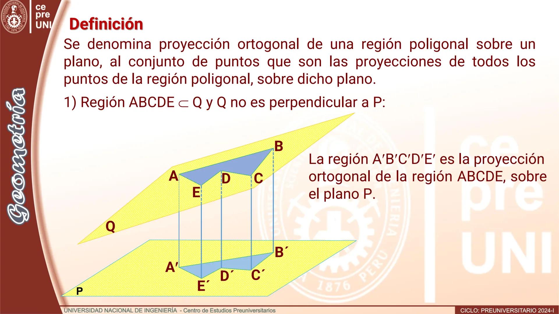 # TEORÍA
# Geometría
## ÁNGULO DIEDRO
CICLO
PREUNIVERSITARIO
2024-1
Semana
13b
UNIVERSIDAD NACIONAL DE INGENIERÍA - Centro