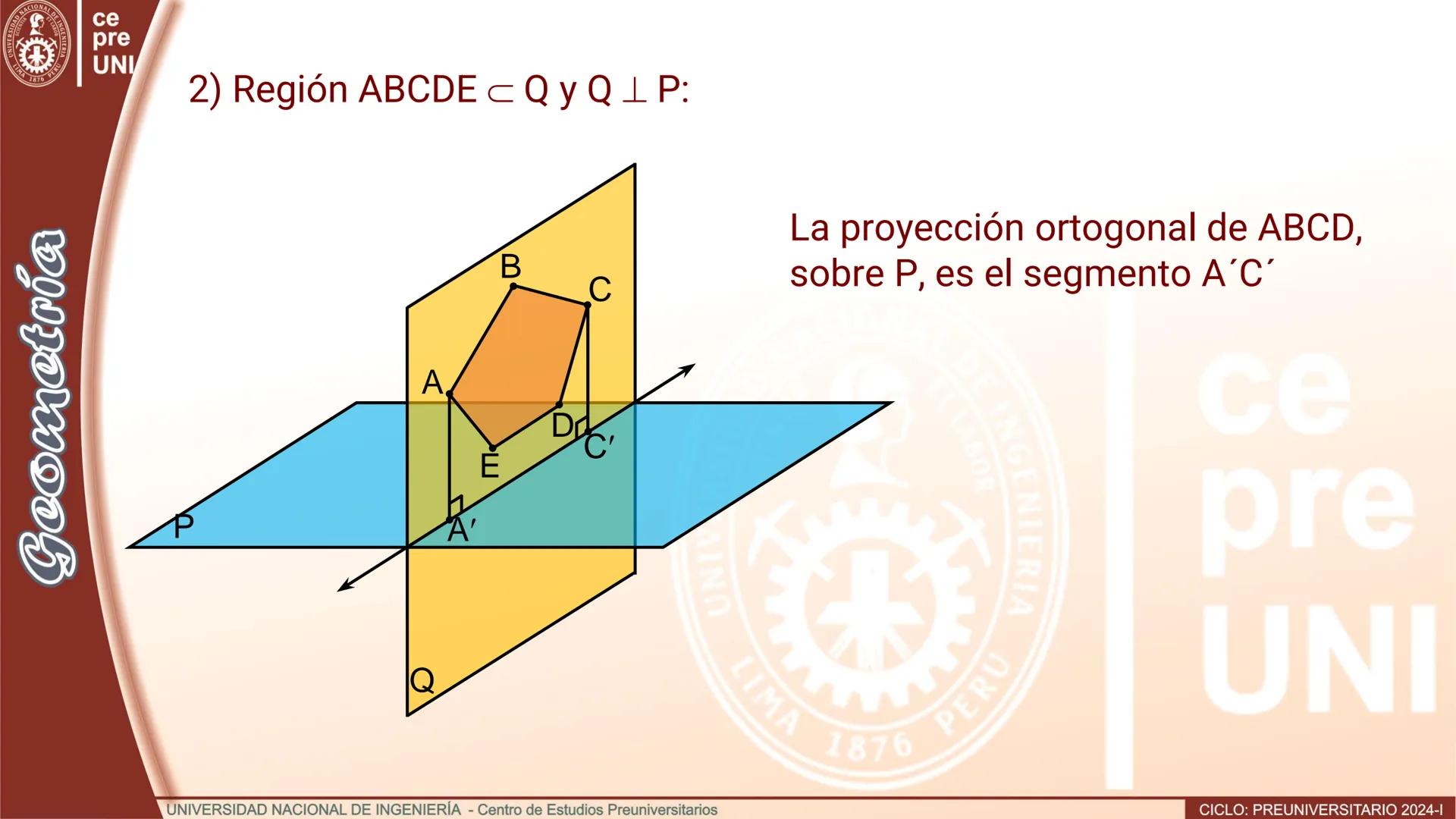 # TEORÍA
# Geometría
## ÁNGULO DIEDRO
CICLO
PREUNIVERSITARIO
2024-1
Semana
13b
UNIVERSIDAD NACIONAL DE INGENIERÍA - Centro