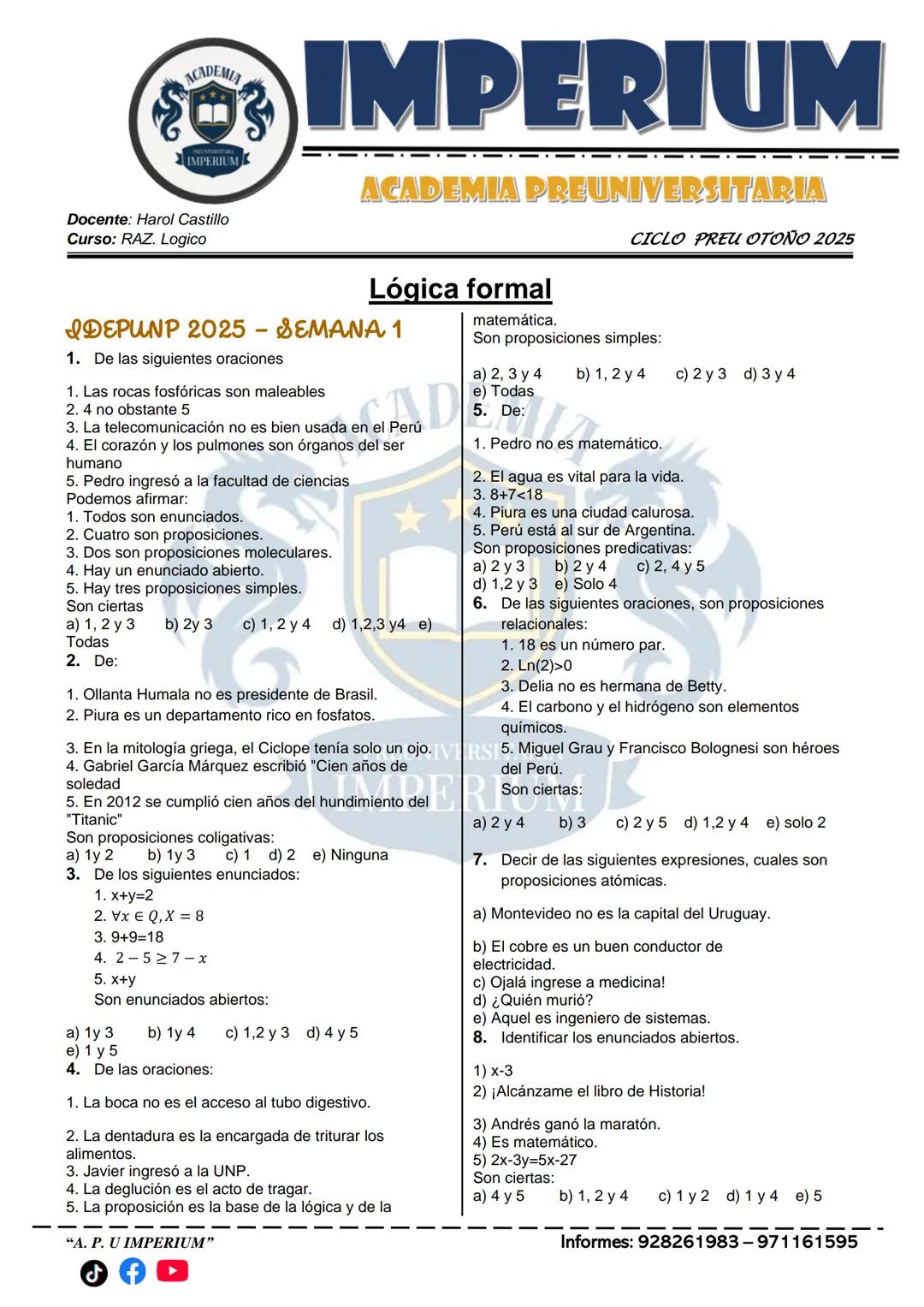 ACADEMIA
IMPERIUM
Docente: Carlos Guzmán
Curso: Biología
IMPERIUM
ACADEMIA PREUNIVERSITARIA
CICLO PREU OTOÑO 2025
Introducción a la Biología