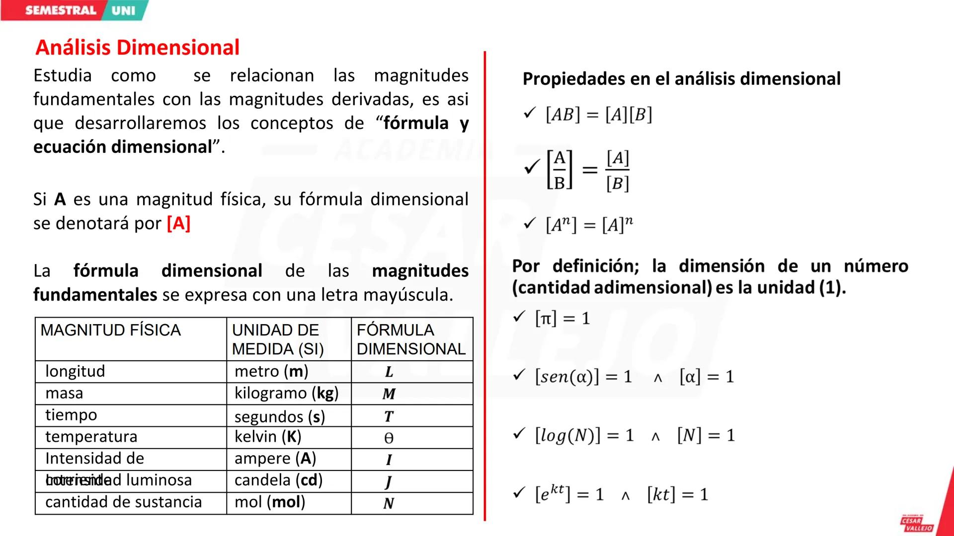 # Objetivos:
* Conocer los conceptos de fórmula y ecuación dimensional, así como su importancia en la correcta formulación de las ecuacione