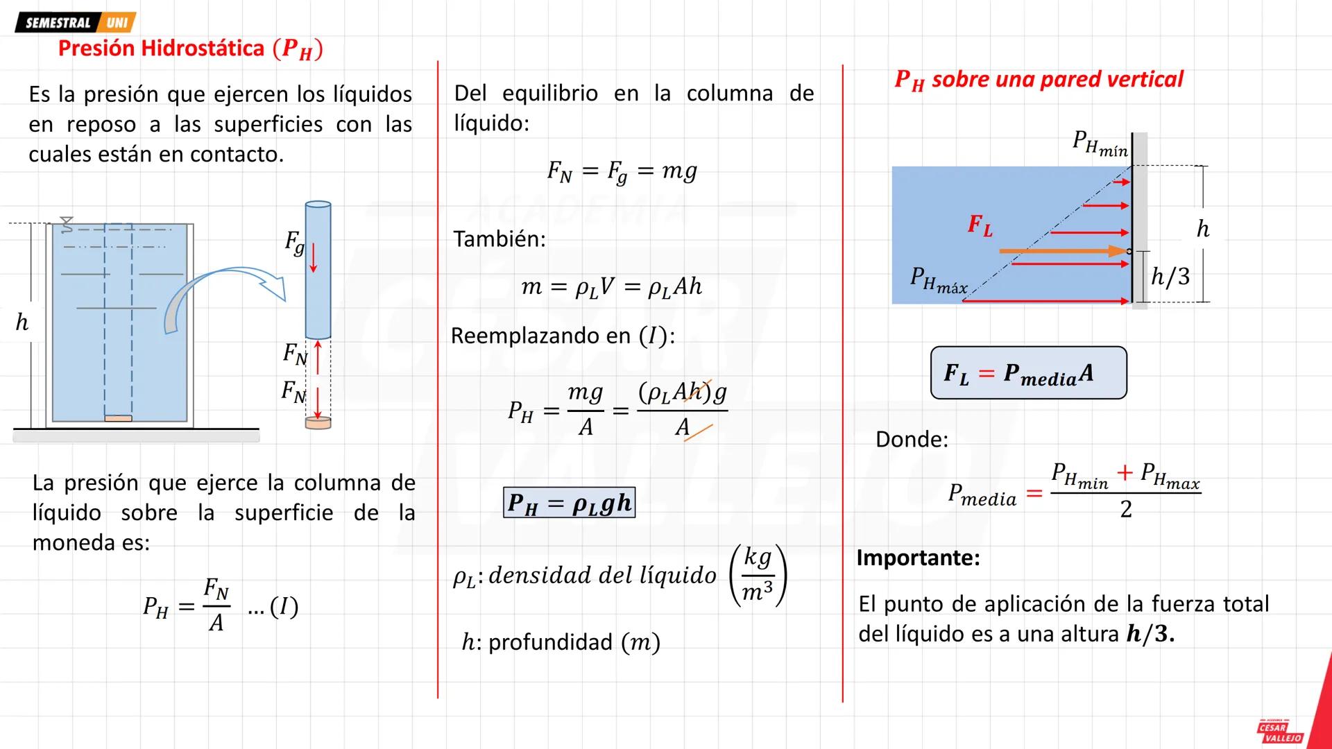SEMESTRAL UNI
Objetivos
• Analizar las interacciones de los
fluidos en reposo, con otros cuerpos.
• Comprender el concepto de presión
y los