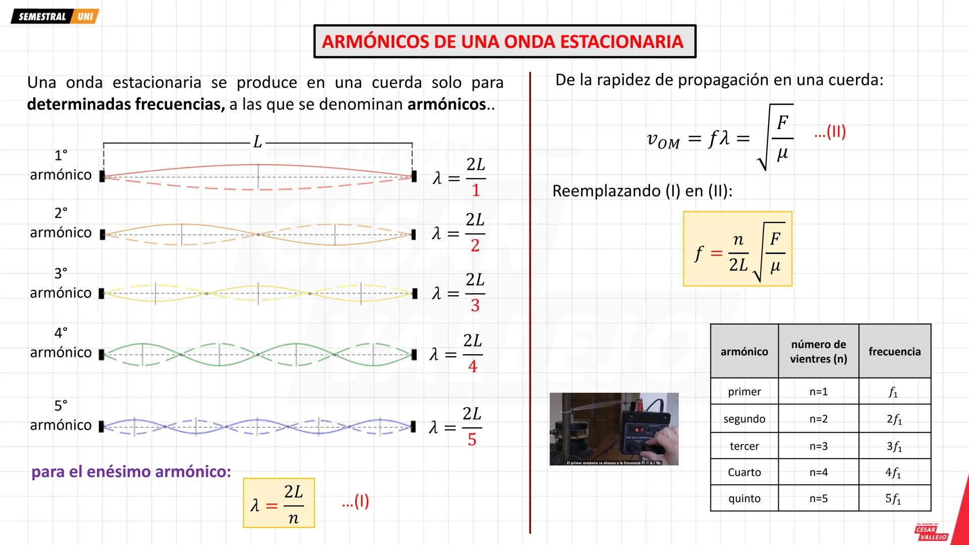 SEMESTRAL UNI
Objetivos:
• Comprender y analizar las
características, propiedades y
fenómenos que experimenta
una ONDA MECANICA
• Conocer lo
