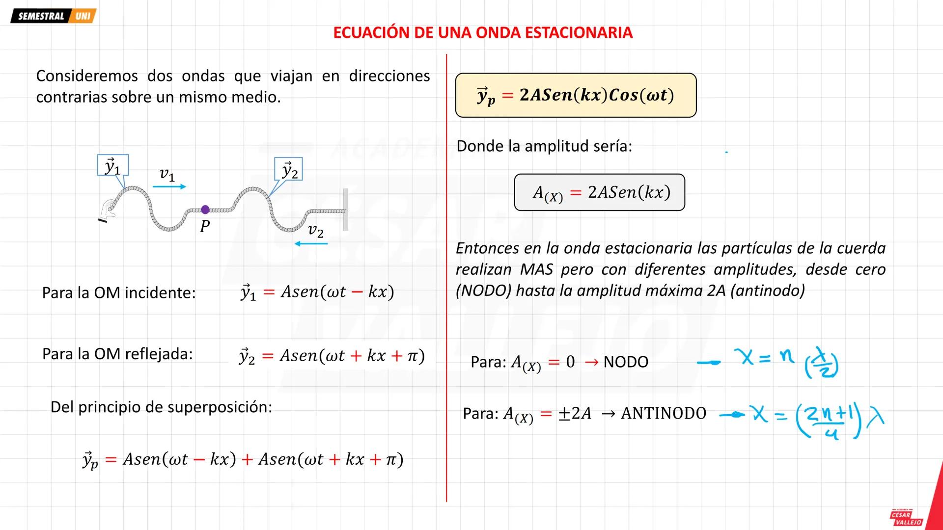 SEMESTRAL UNI
Objetivos:
• Comprender y analizar las
características, propiedades y
fenómenos que experimenta
una ONDA MECANICA
• Conocer lo