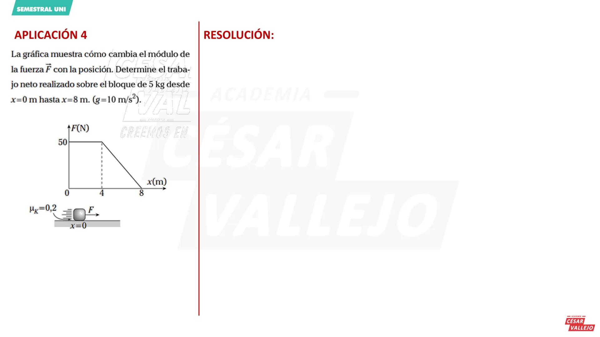 SEMESTRAL UNI
Objetivos
ACADEMIA
• Conocer el concepto de trabajo mecánico.
• Determinar la cantidad trabajo mecánico
en diferentes casos.
•
