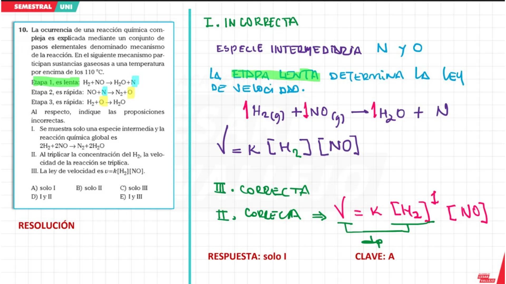 ACADEMIA
CÉSAR
VALLEJO
CICLO
SEMESTRAL
UNI
QUÍMICA
Tema: Cinética química
Docente: Chávez salas Artemio
academiacesarvallejo.edu.pe SEMES