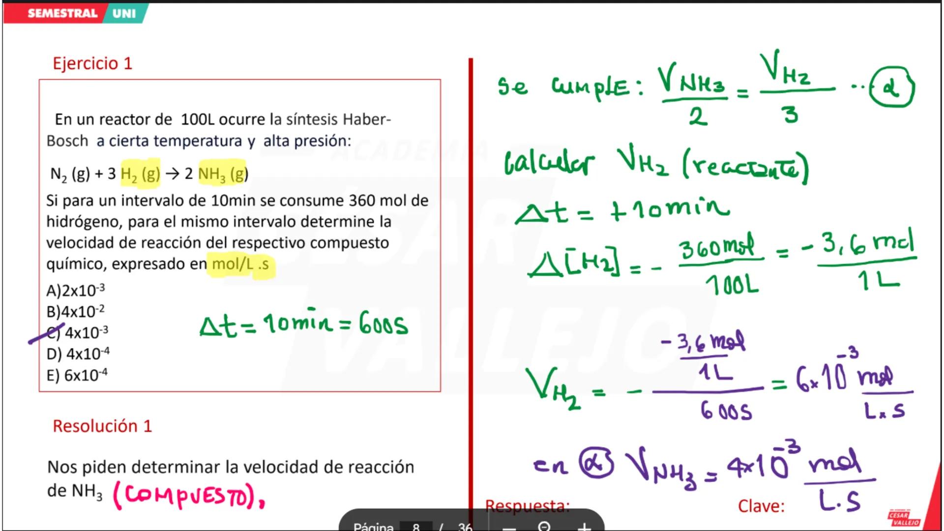 ACADEMIA
CÉSAR
VALLEJO
CICLO
SEMESTRAL
UNI
QUÍMICA
Tema: Cinética química
Docente: Chávez salas Artemio
academiacesarvallejo.edu.pe SEMES