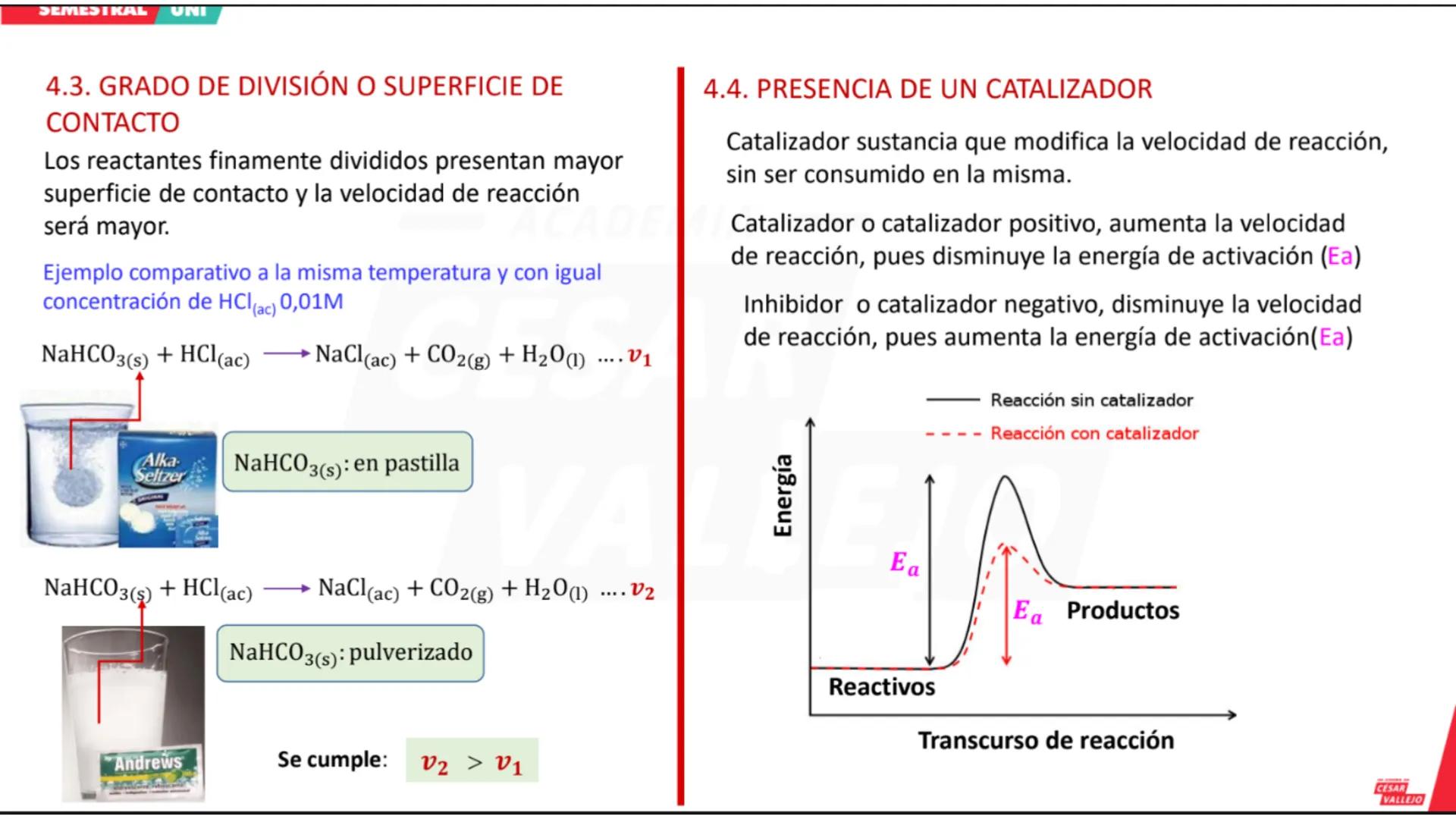 ACADEMIA
CÉSAR
VALLEJO
CICLO
SEMESTRAL
UNI
QUÍMICA
Tema: Cinética química
Docente: Chávez salas Artemio
academiacesarvallejo.edu.pe SEMES