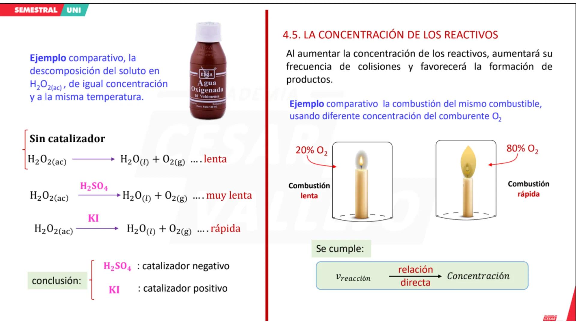 ACADEMIA
CÉSAR
VALLEJO
CICLO
SEMESTRAL
UNI
QUÍMICA
Tema: Cinética química
Docente: Chávez salas Artemio
academiacesarvallejo.edu.pe SEMES