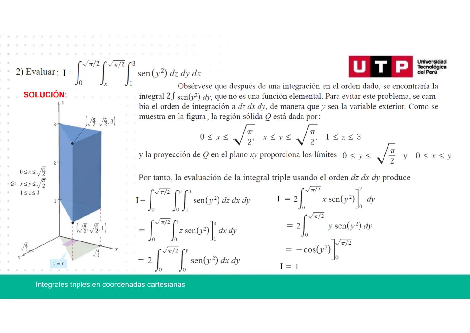 CÁLCULO AVANZADO
PARA INGENIERÍA
Unidad: 2
Integrales triples en coordenadas cartesianas
Teorema de Fubini: Integrales iteradas.
Semana 11 -