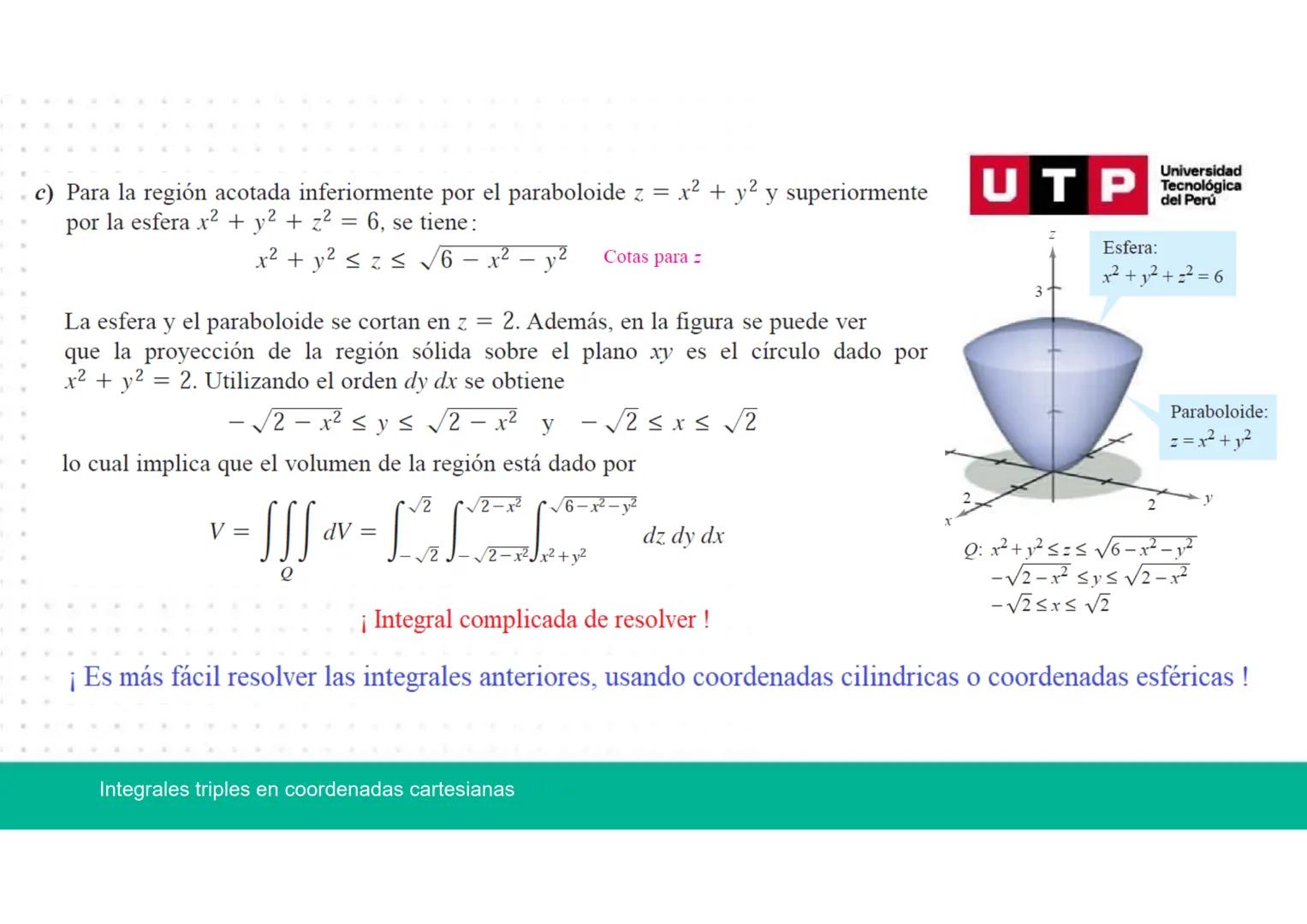 CÁLCULO AVANZADO
PARA INGENIERÍA
Unidad: 2
Integrales triples en coordenadas cartesianas
Teorema de Fubini: Integrales iteradas.
Semana 11 -